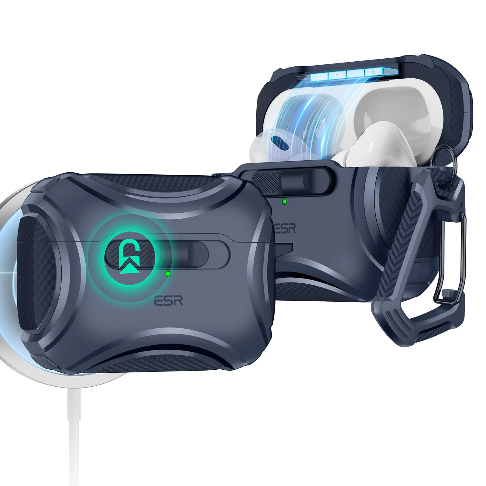 AirPods Pro (2023/2022/2019) Cyber FlickLock Case (HaloLock) - Dark Blue - Image 13