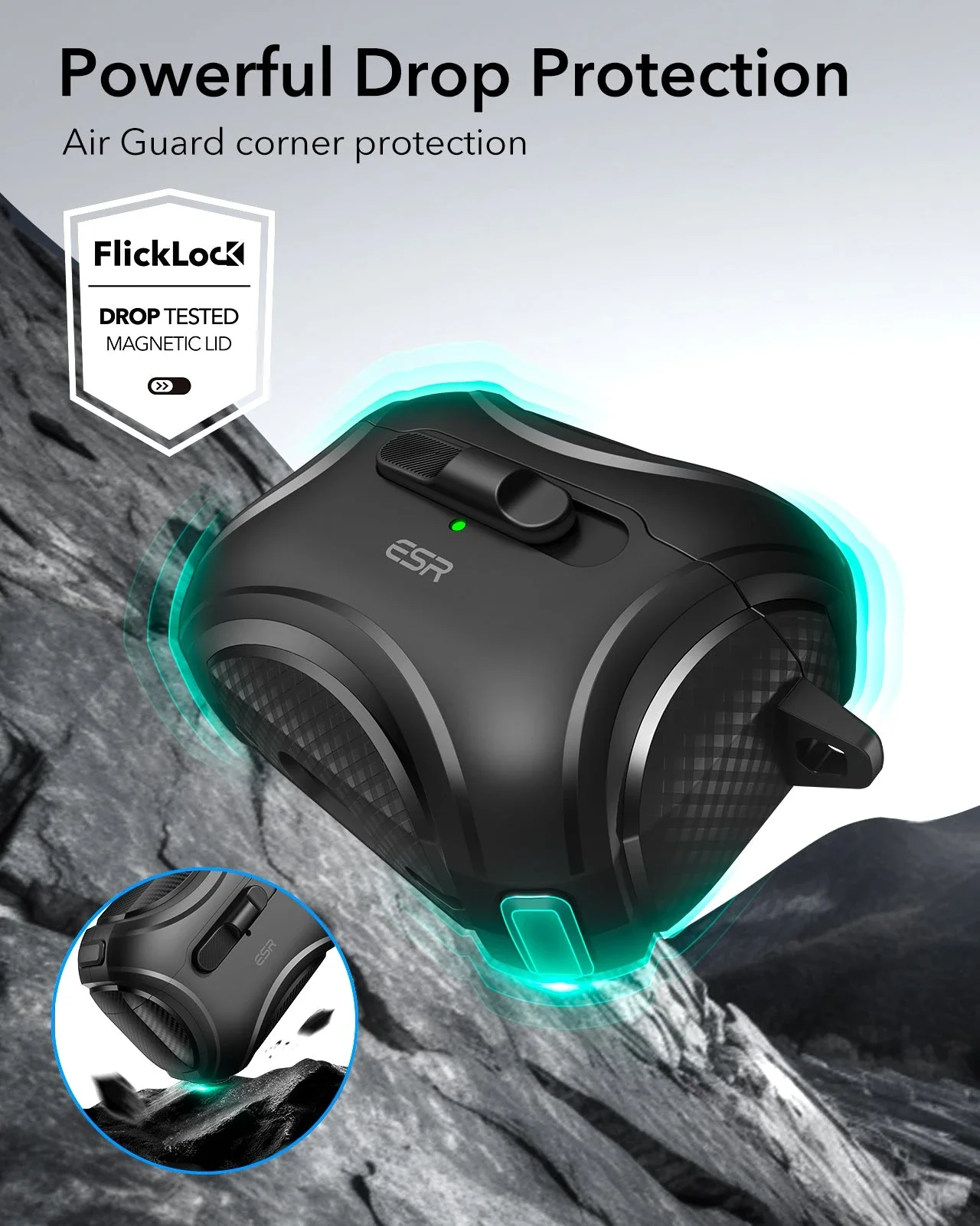 AirPods Pro (2023/2022/2019) Cyber FlickLock Case (HaloLock) - Dark Green - Image 6