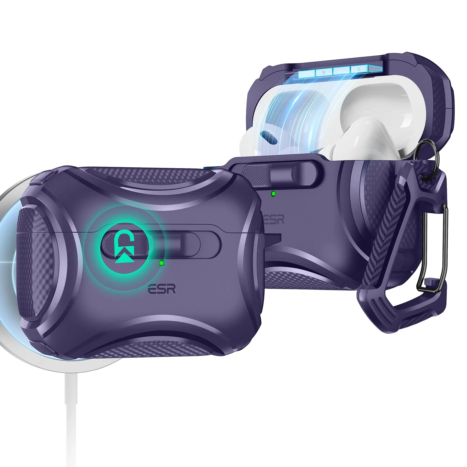 AirPods Pro (2023/2022/2019) Cyber FlickLock Case (HaloLock) - Purple - Image 14