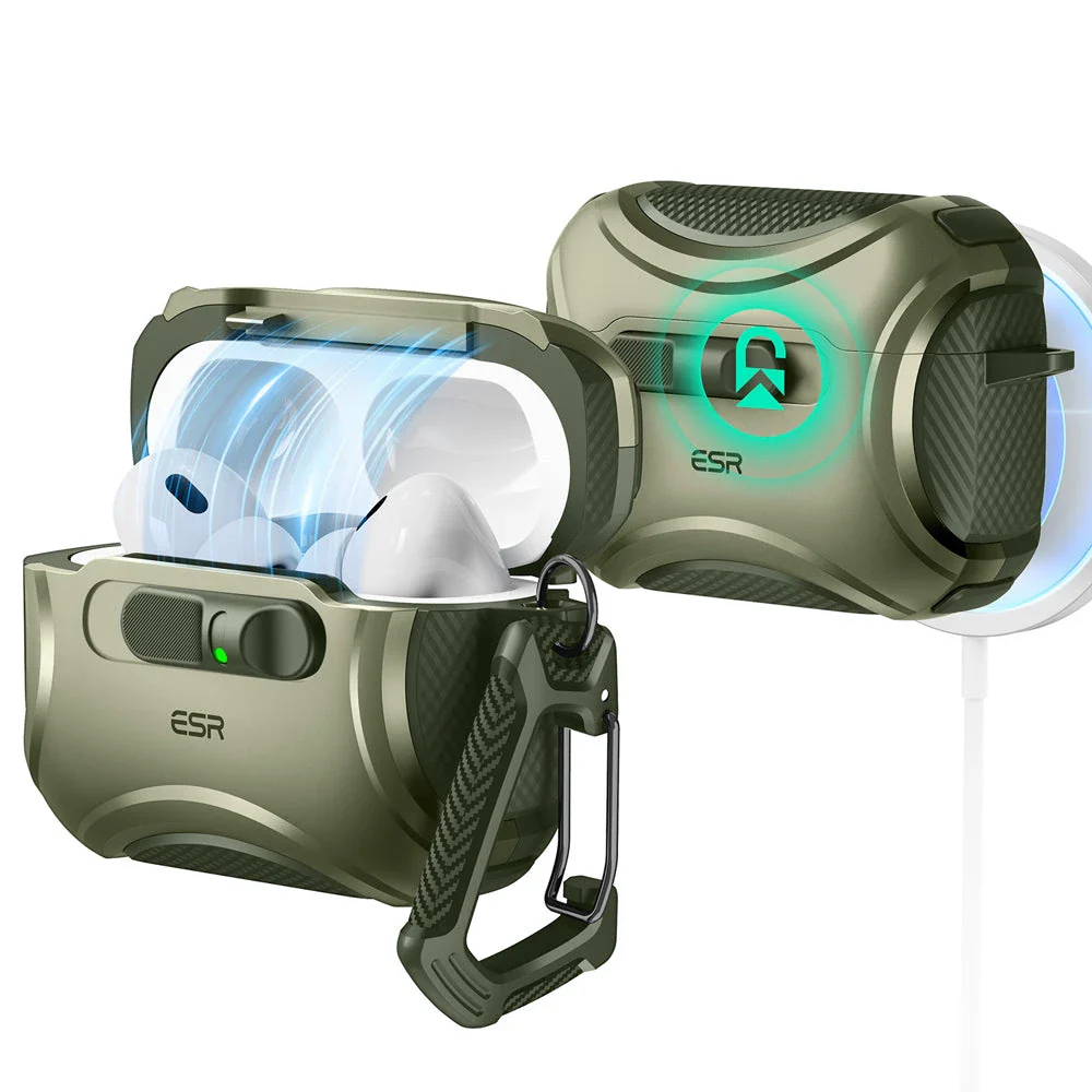 AirPods Pro 3 Cyber FlickLock Magnetic Case - Army Green