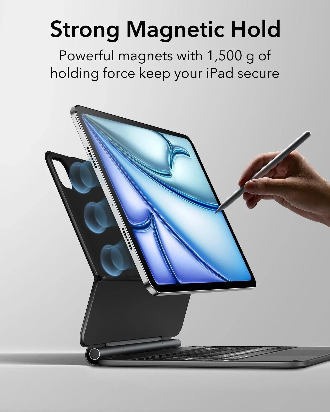 iPad Air 11” (M4) 2026 Rebound Magnetic Keyboard Case - US Layout-Black - Image 10