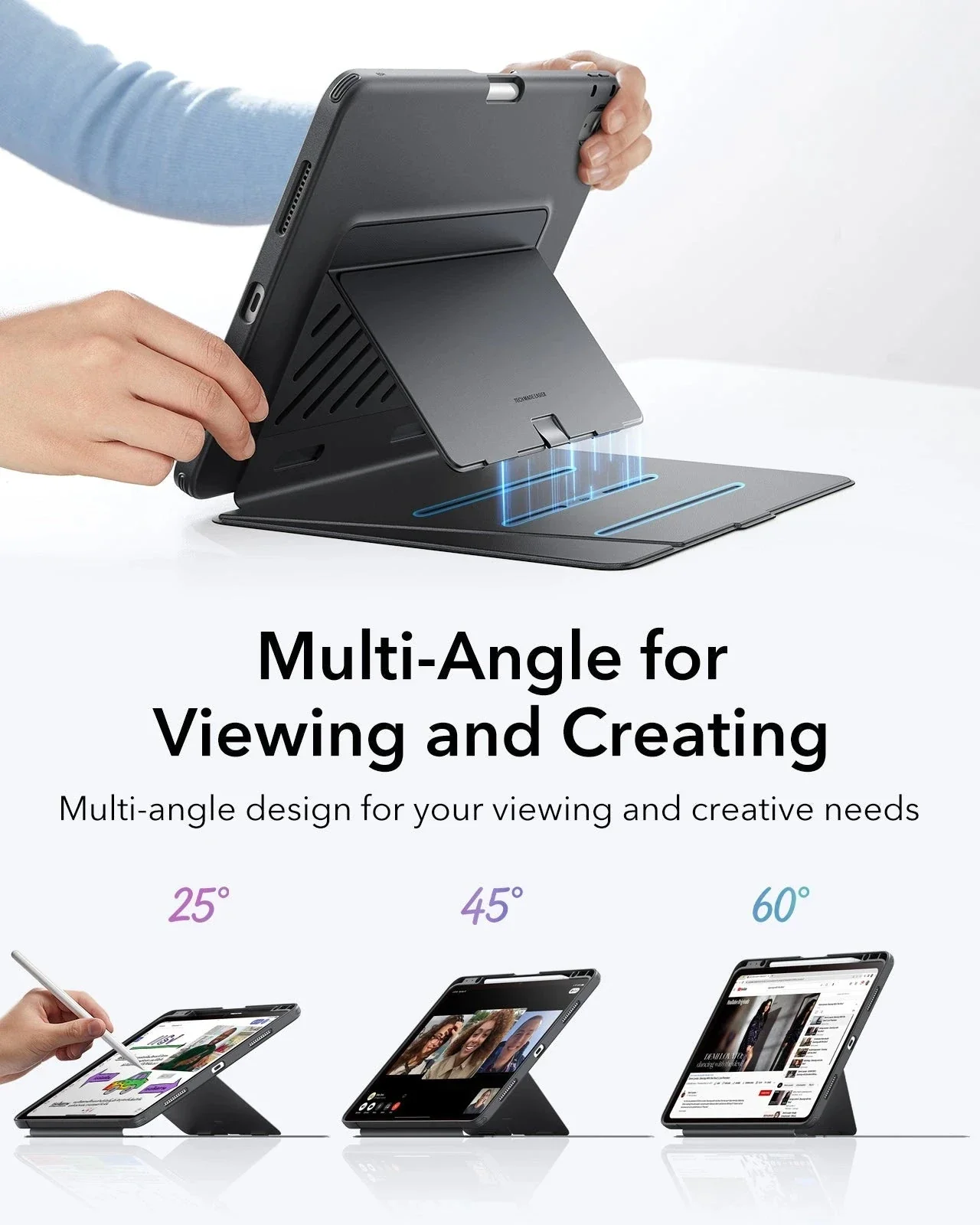 iPad Air 13" (M4) 2026 Flip Magnetic Case with Pencil Holder - Black - Image 4