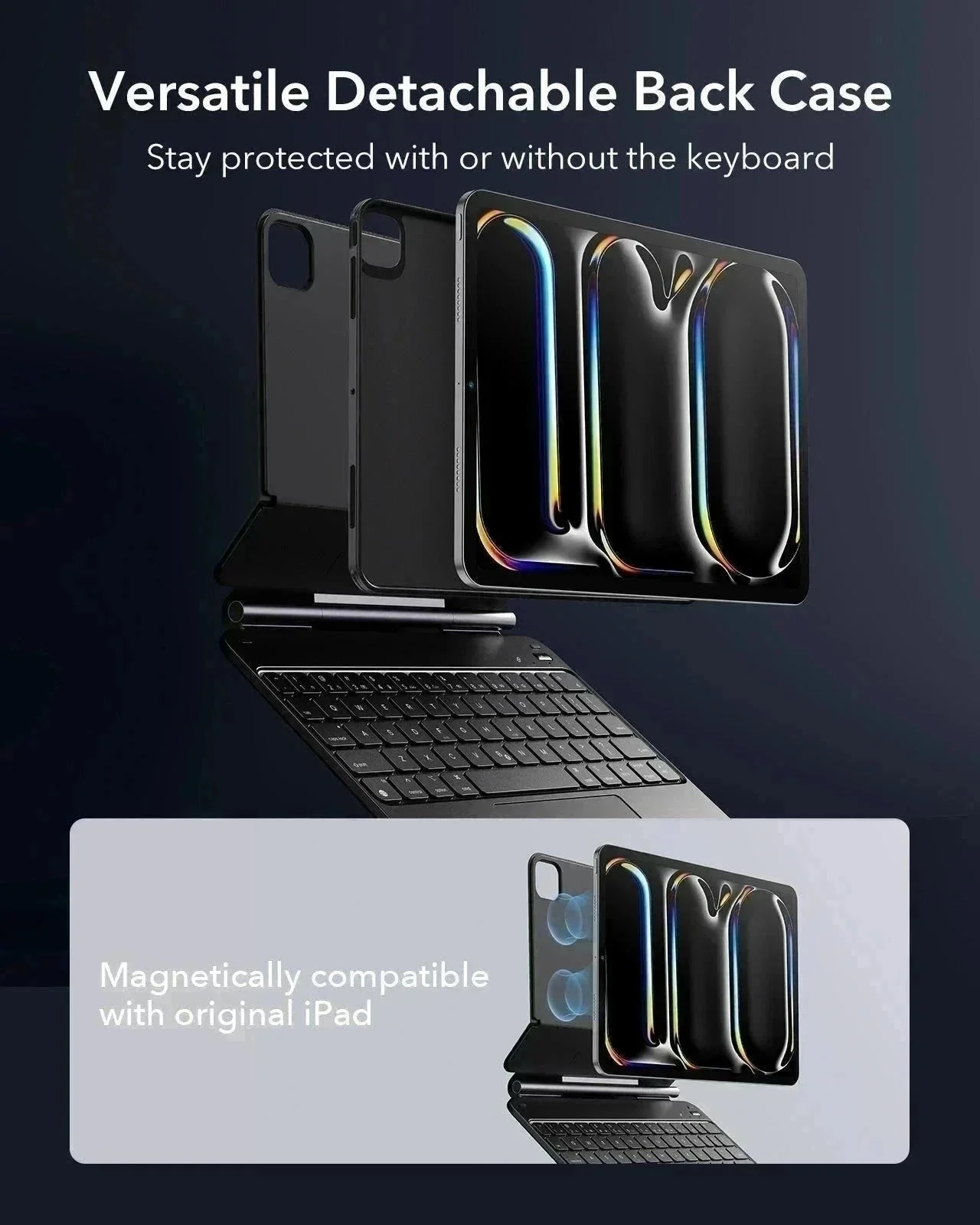 iPad Pro 11ʺ (2025) Bundle Rebound Magnetic Keyboard Case 360 Digital Pencil & Screen Protectors - US Layout-Black - Image 8