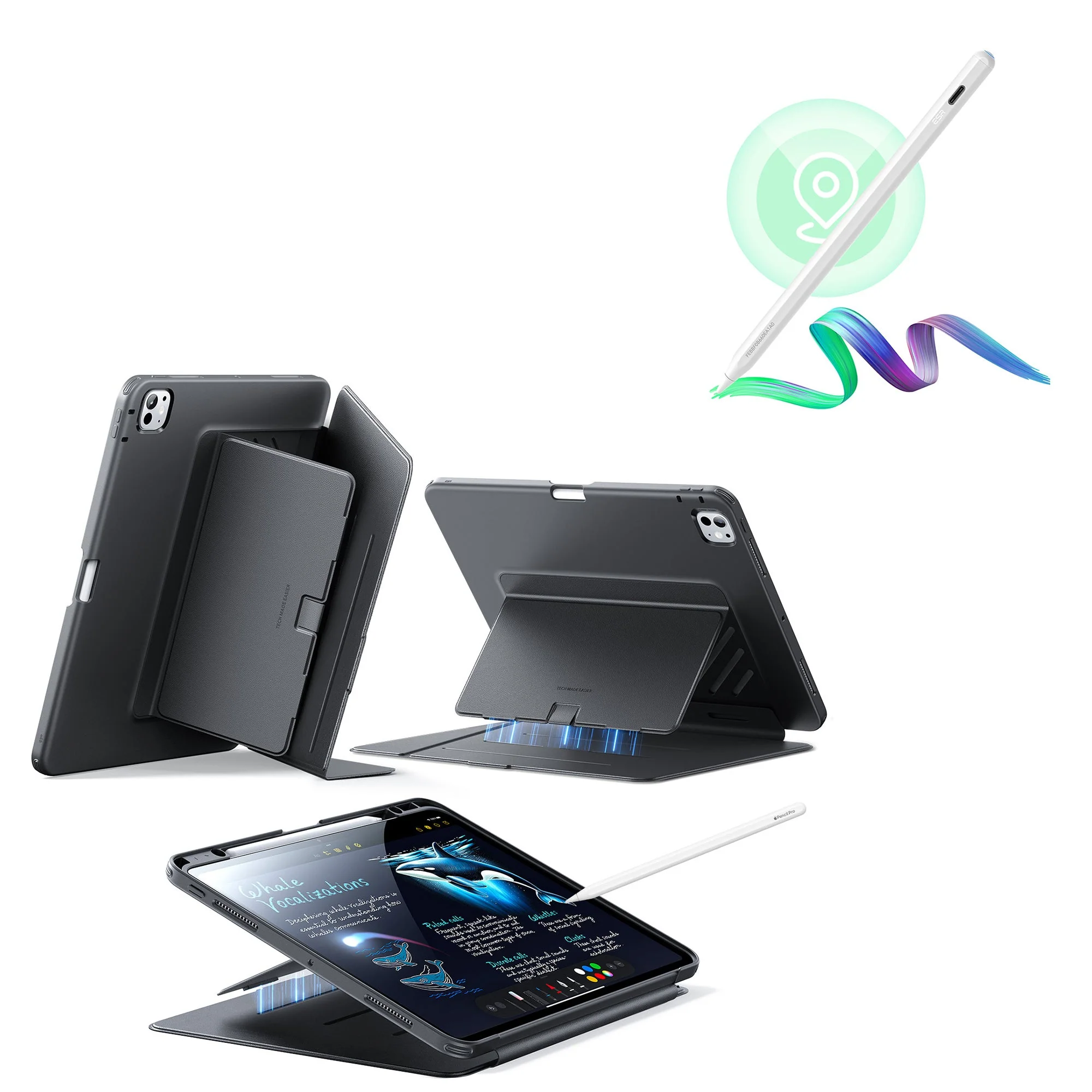iPad Pro 13″ (2024) Flip Magnetic Case with Pencil Bundle - Black