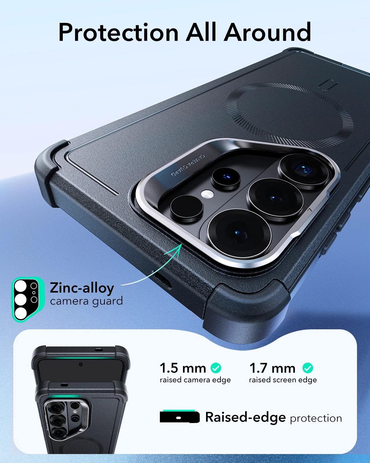 Galaxy S26 Ultra Bundle Cyber Tough Magnetic Case (Stash Stand) and Armorite® Privacy Screen Protector - Black - Image 3
