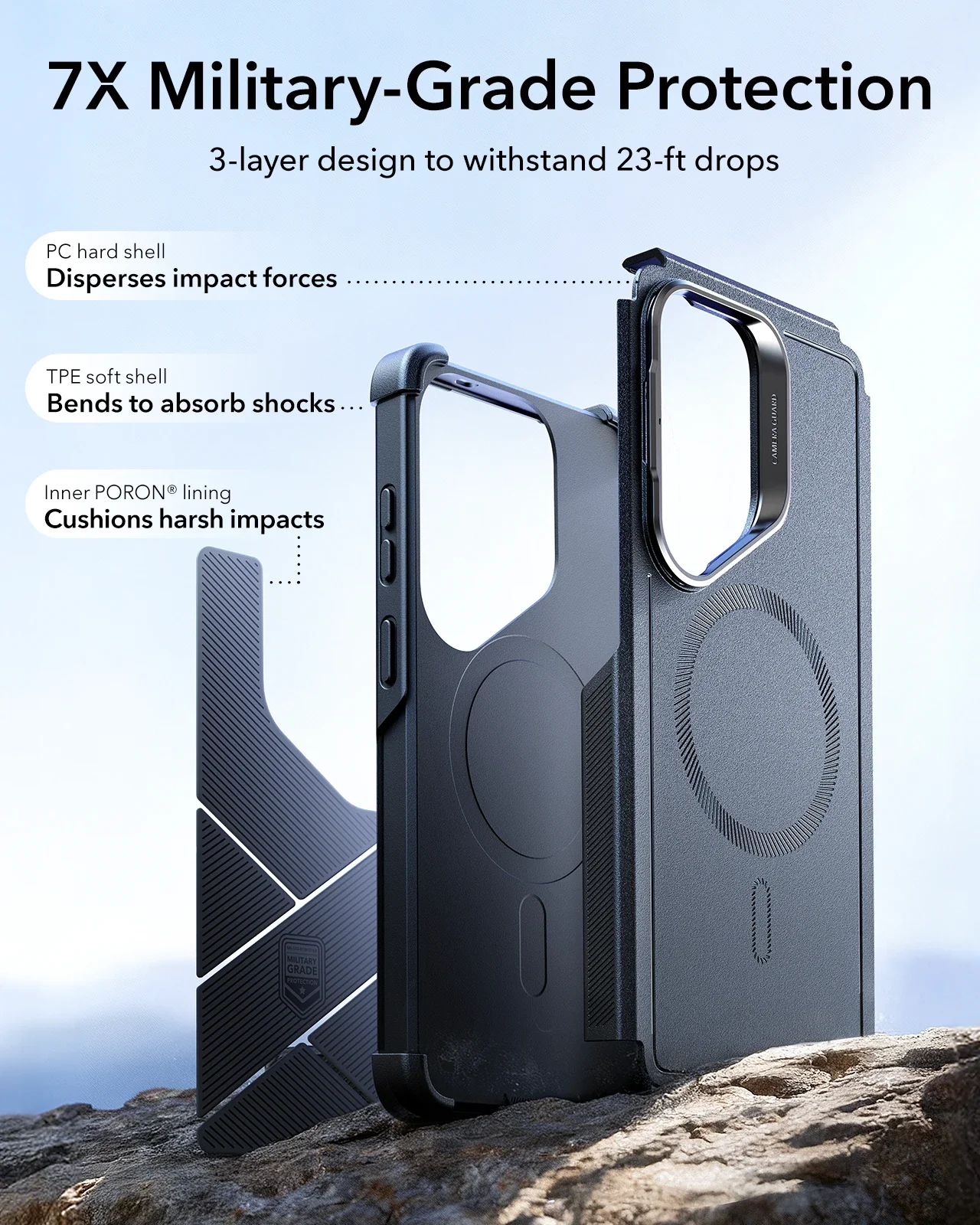 Galaxy S26 Ultra Bundle Cyber Tough Magnetic Case (Stash Stand) and Armorite® Privacy Screen Protector - Black - Image 4