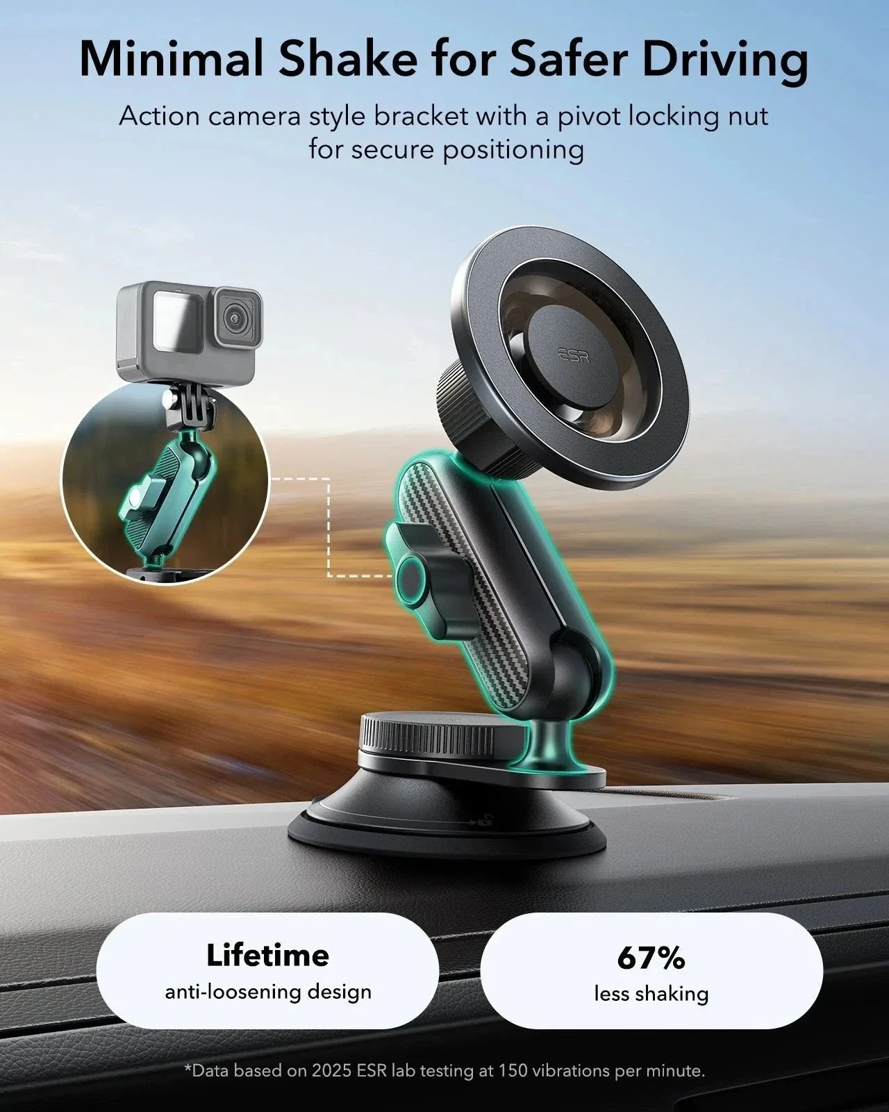 OmniLock Magnetic Car Mount (Suction Cup) - Black - Image 6