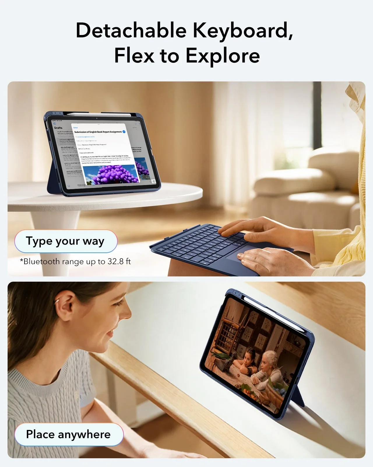 iPad 11" (A16) 2025 Flex Keyboard Case (Detachable) - US Layout-Blue - Image 5