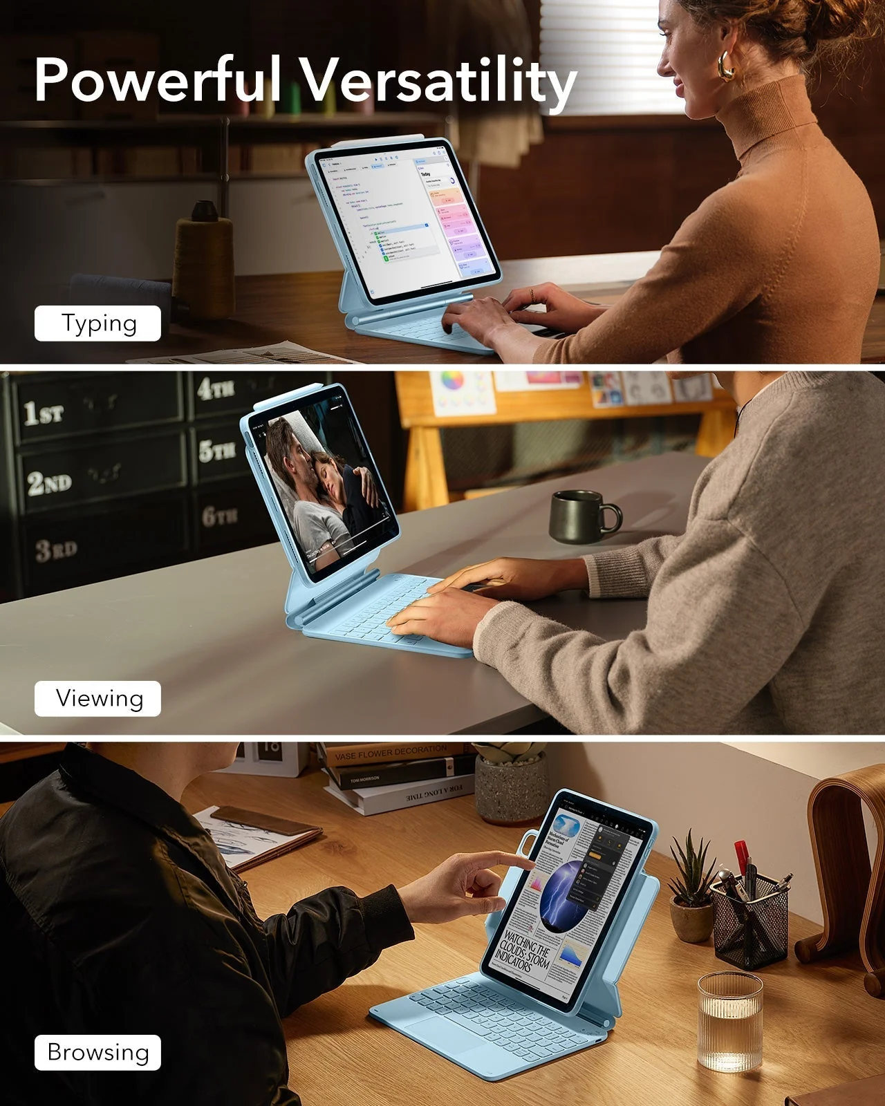 iPad Air 11" (M4) 2026 Bundle Rebound Magnetic Keyboard Case 360 & Digital Pencil-US Layout-Blue - Image 11