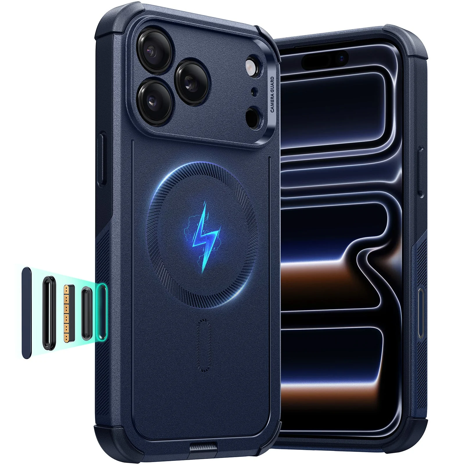 iPhone 17 Pro Cyber Tough Magnetic Case (Camera Control) - Navy Blue