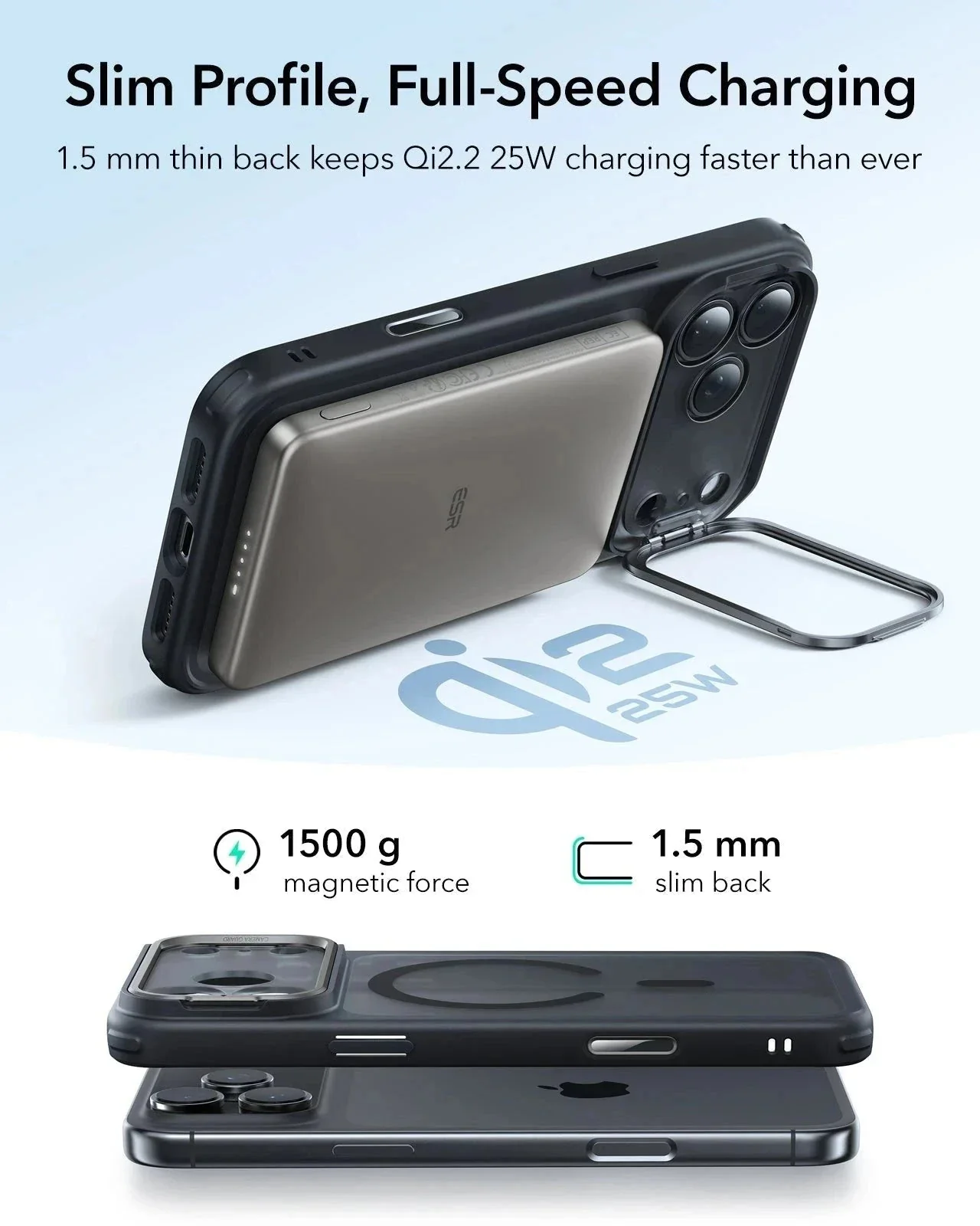 iPhone 17 Pro Classic Hybrid Magnetic Case (Camera Control, Stash Stand) - Frosted Black - Image 6
