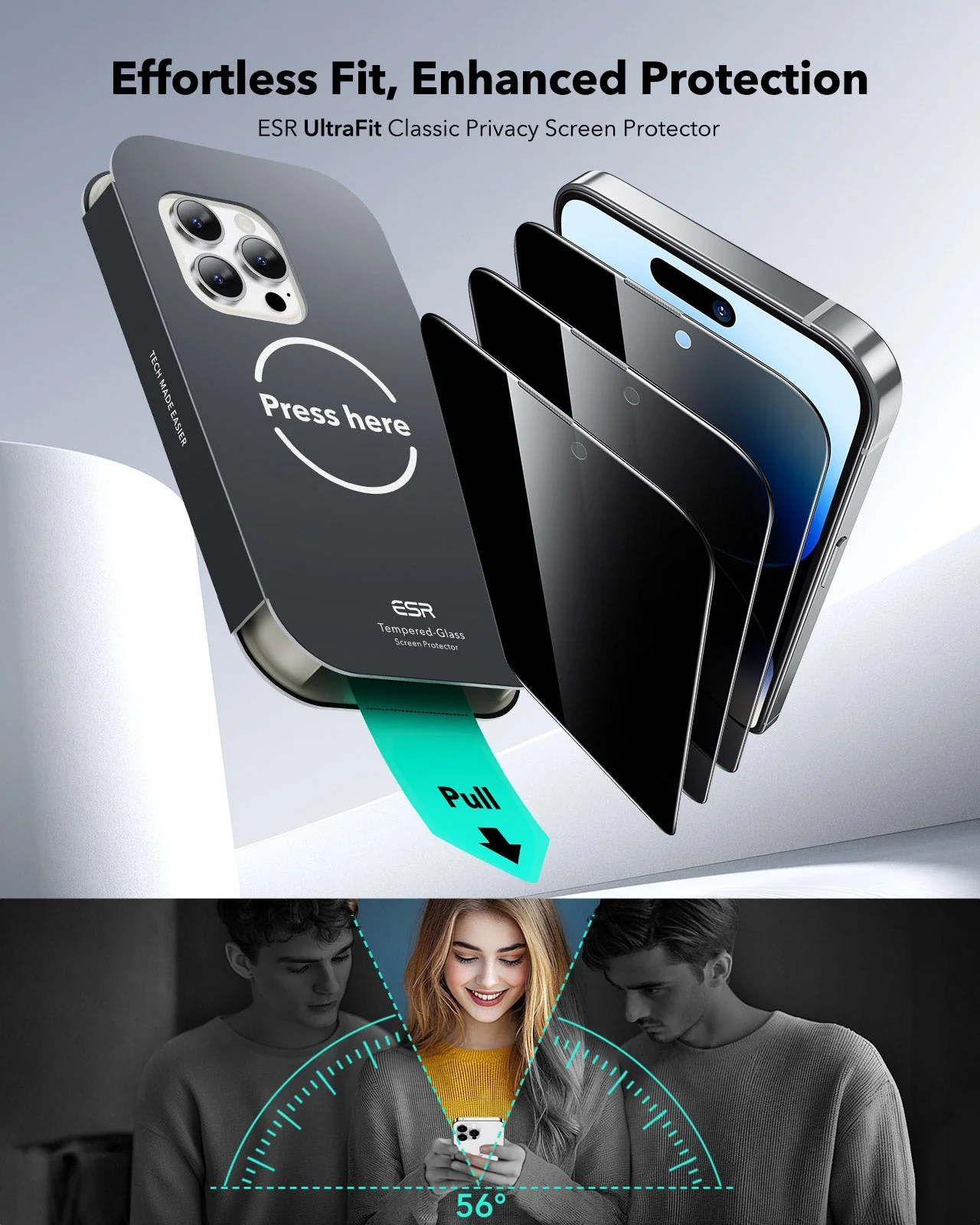 iPhone 14 Pro UltraFit Classic Privacy Screen Protector - 3 Pack - Image 2
