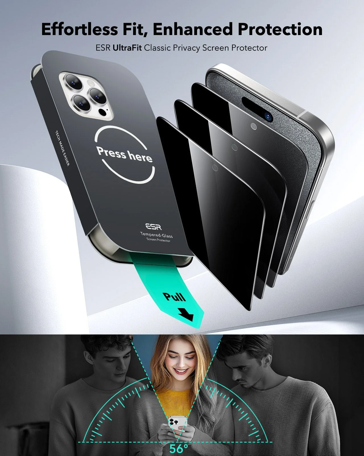 iPhone 15 Pro UltraFit Classic Privacy Screen Protector - 3 Pack - Image 2