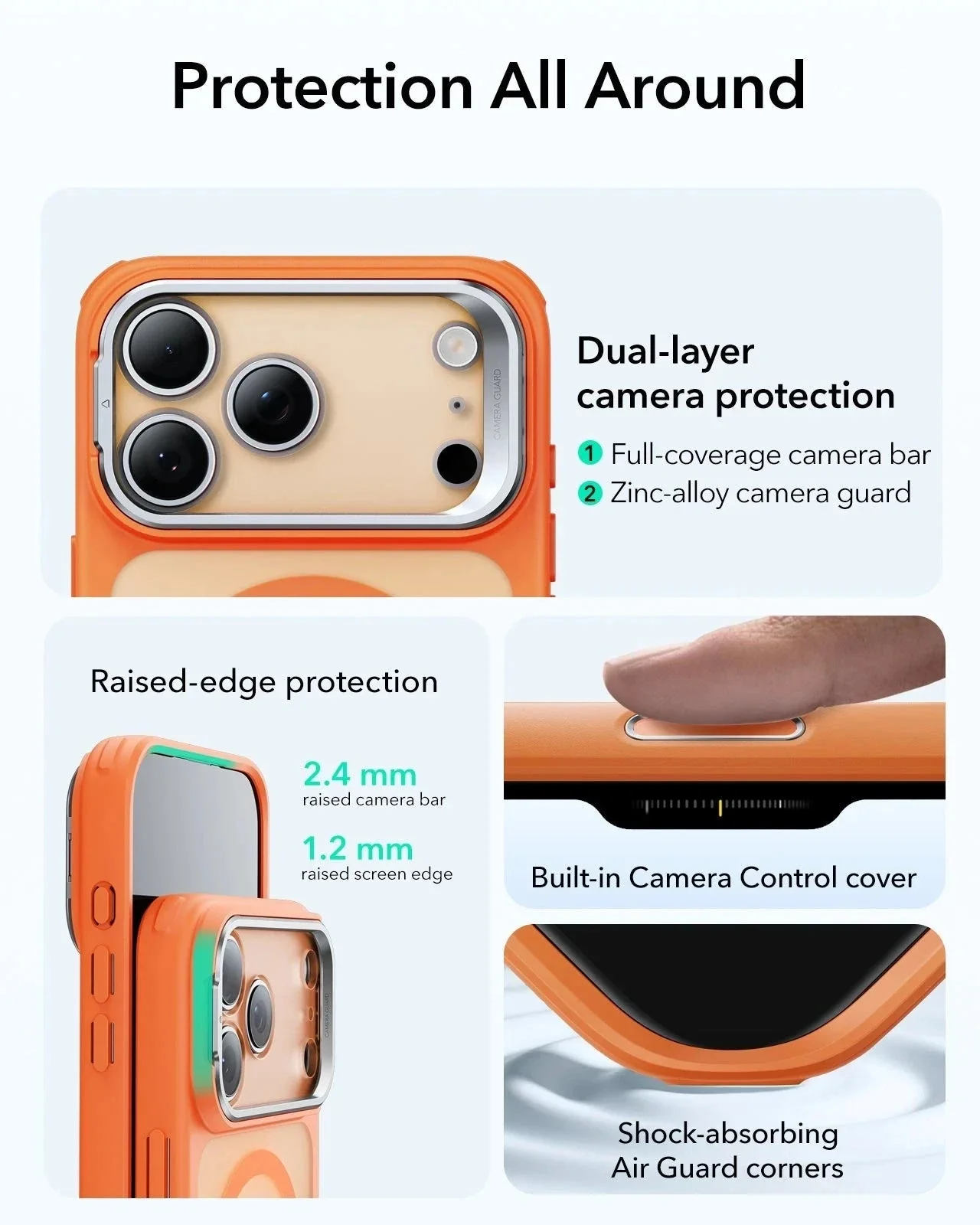 iPhone 17 Pro Max Bundle Classic Hybrid Magnetic Case (Camera Control, Stash Stand) and Armorite Privacy Screen Protector - Frosted Orange - Image 4