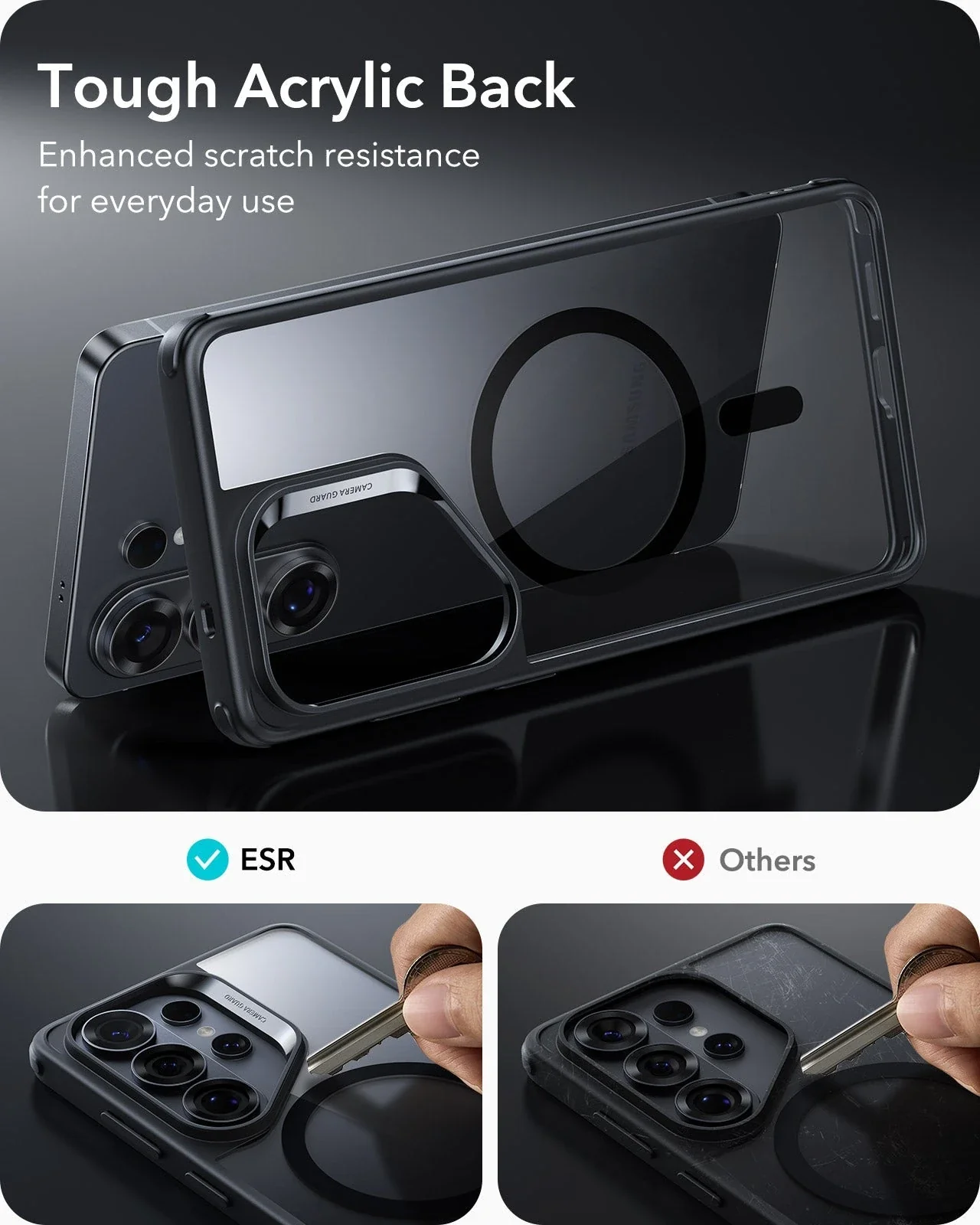 Galaxy S26 Ultra Classic Hybrid Magnetic Case - Clear Black - Image 5