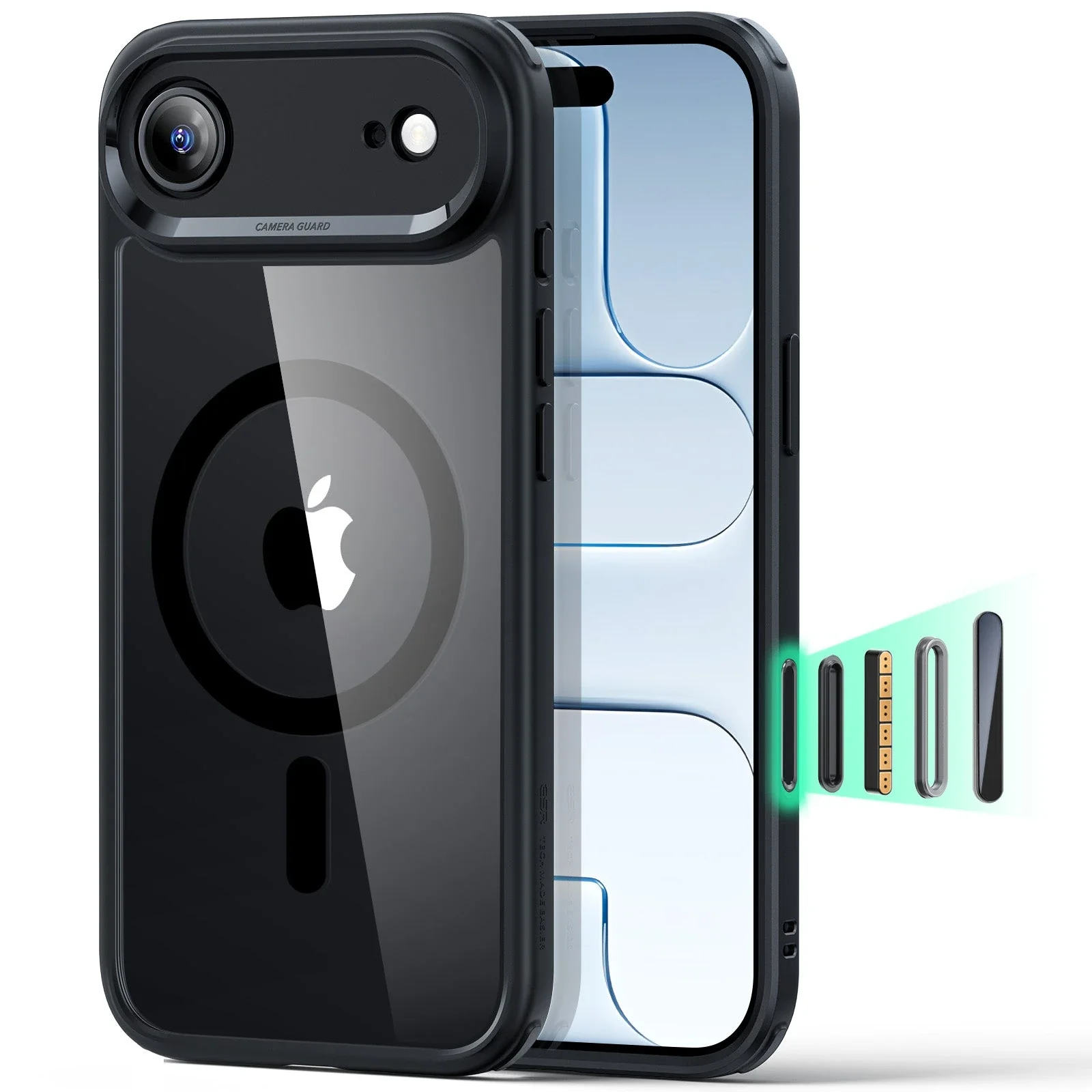 iPhone Air Classic Hybrid Magnetic Case (Camera Control) - Clear Black