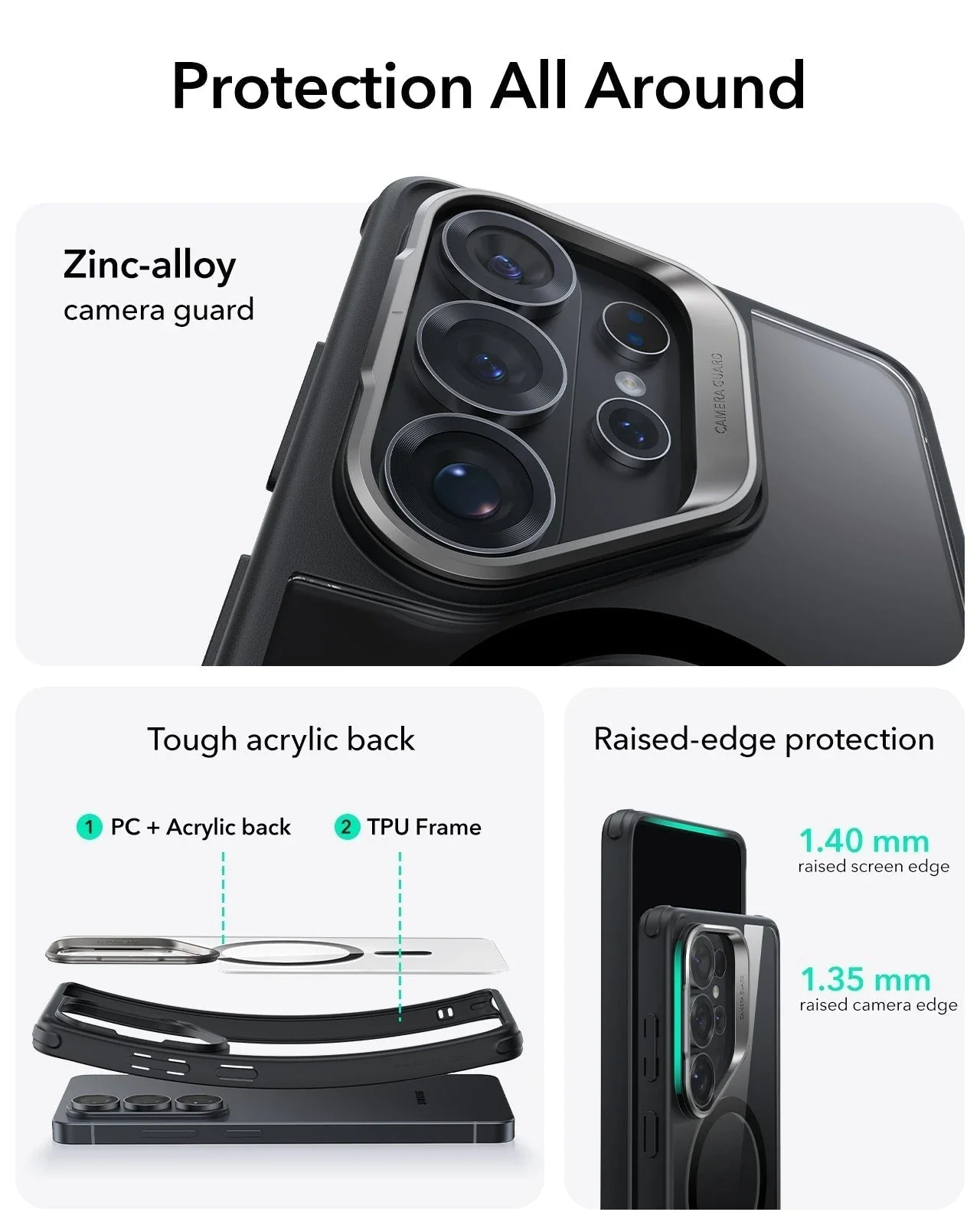 Galaxy S26 Ultra Bundle Classic Hybrid Magnetic Case (Stash Stand) and Armorite® Privacy Screen Protector - Clear Black - Image 3