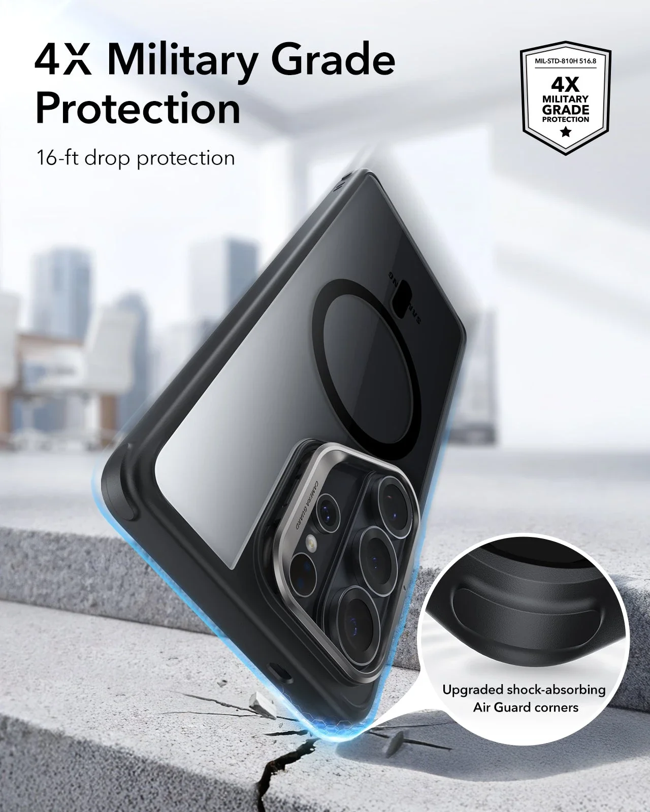 Galaxy S26 Ultra Bundle Classic Hybrid Magnetic Case (Stash Stand) and Armorite® Privacy Screen Protector - Clear Black - Image 4