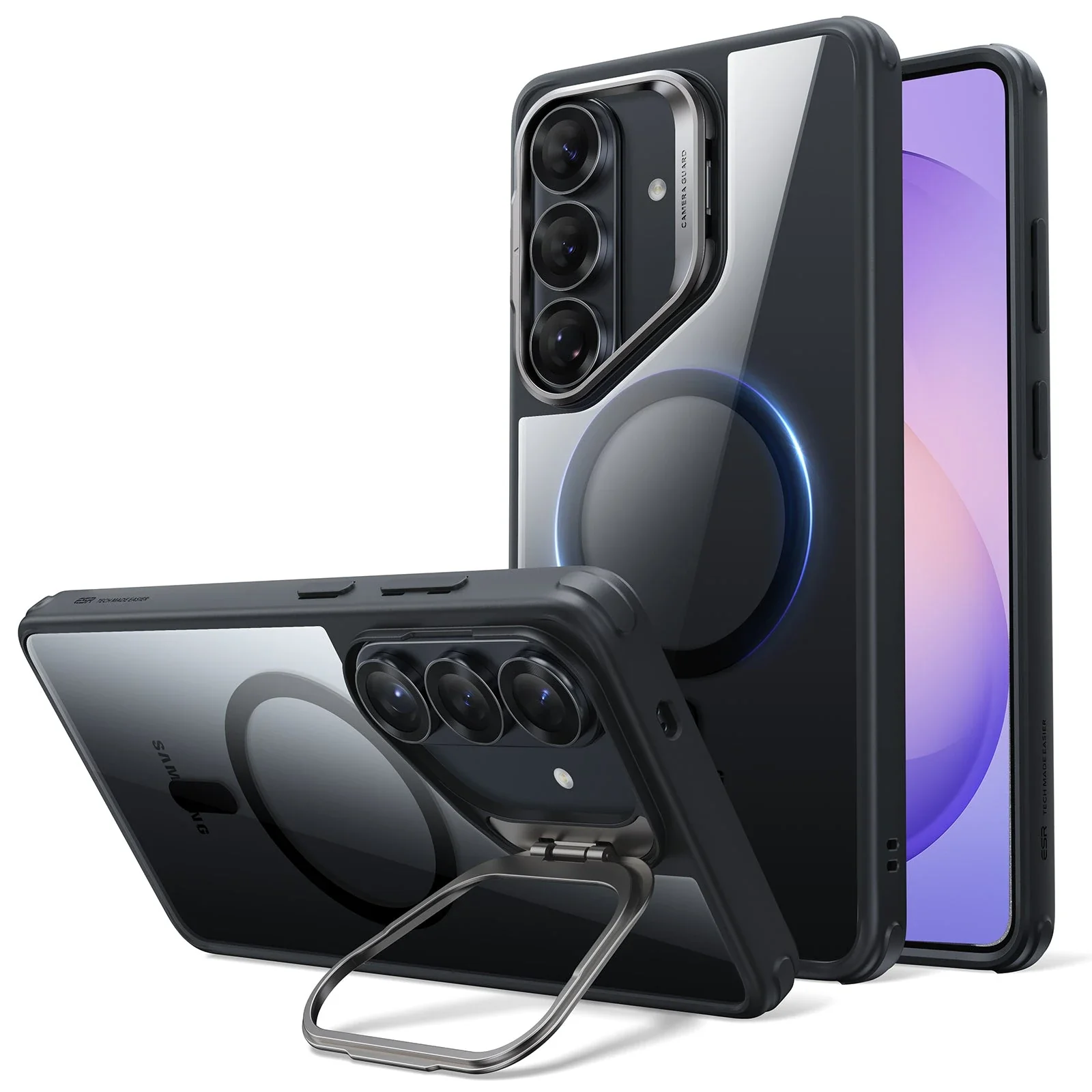 Galaxy S26 Plus Classic Hybrid Magnetic Case (Stash Stand) - Clear Black