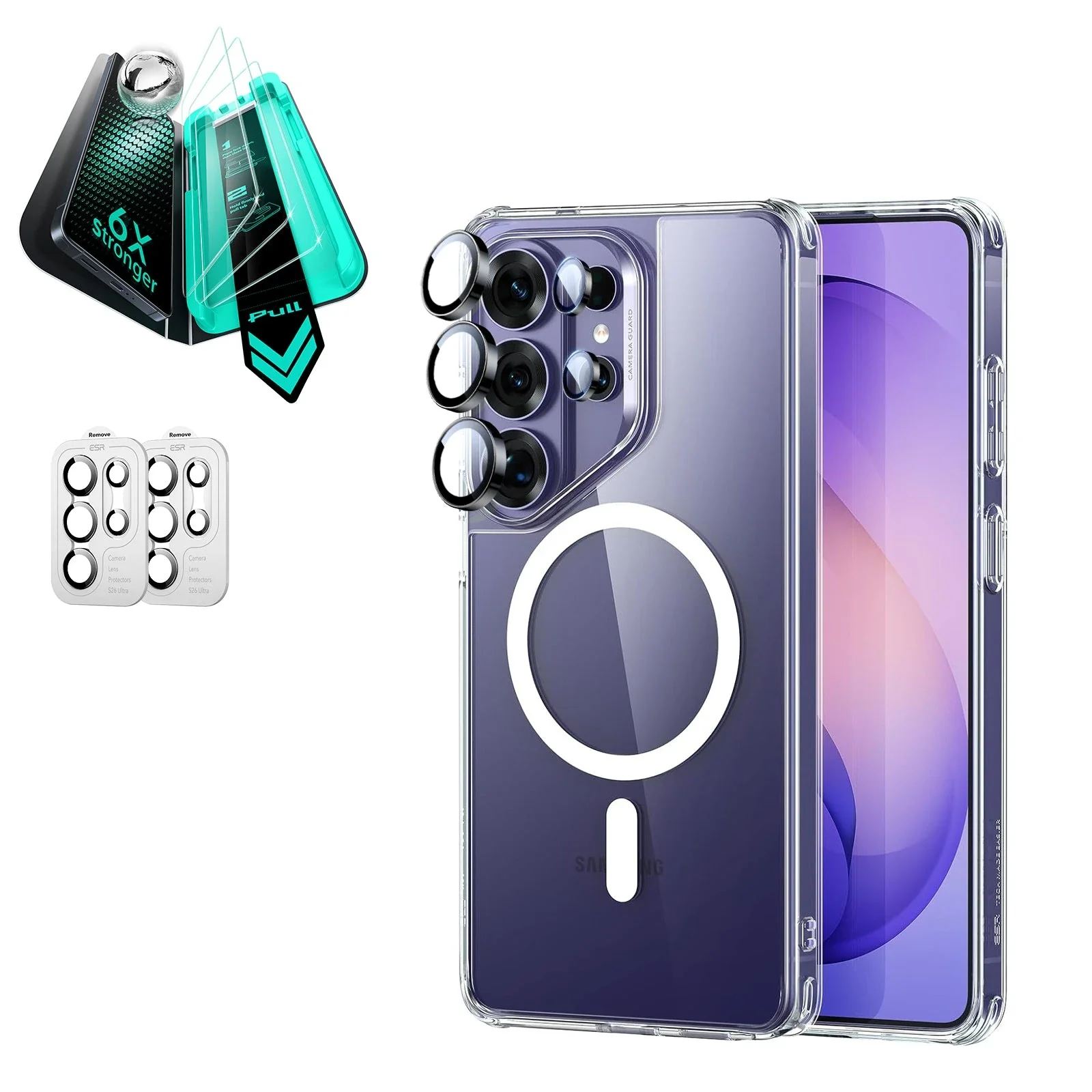 Galaxy S26 Ultra Bundle Classic Hybrid Magnetic Case and Armorite® Screen Protector - Clear