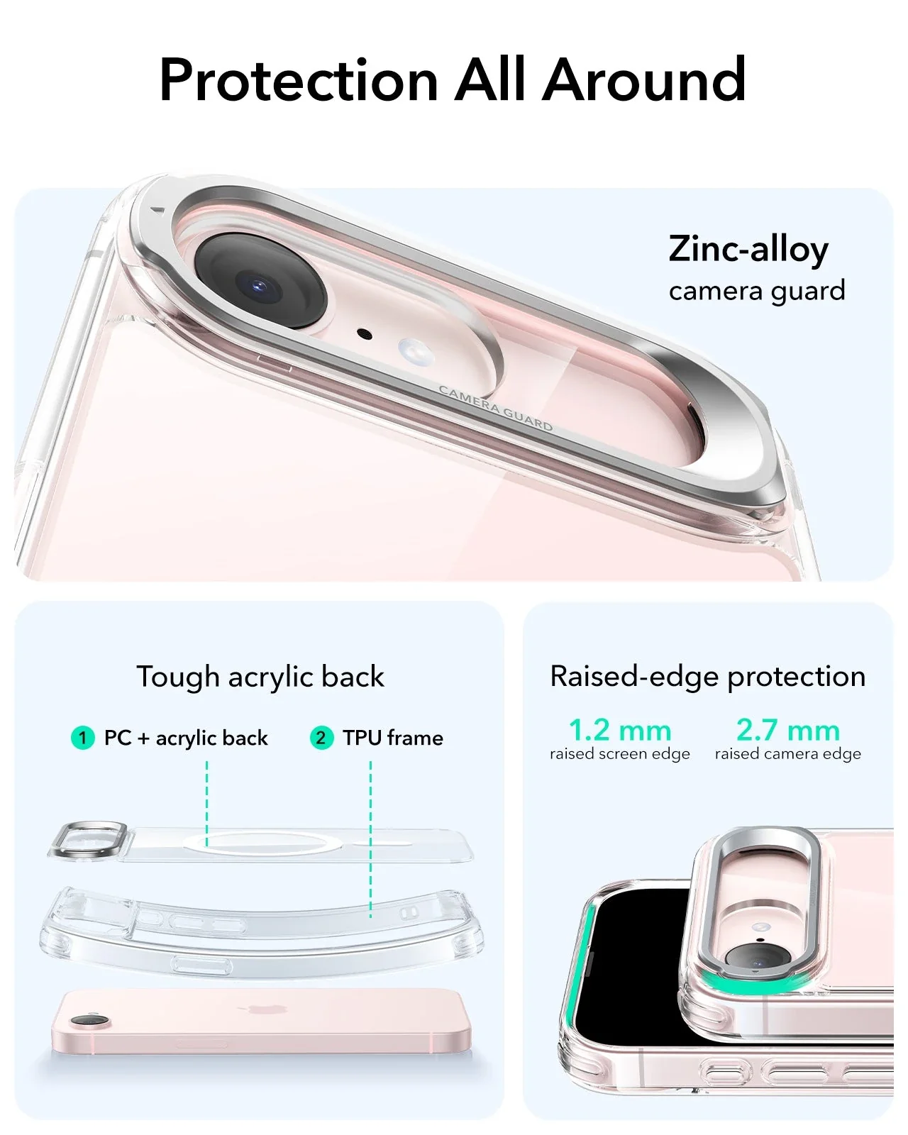 iPhone 17e Bundle Classic Hybrid Magnetic Case (Stash Stand) & Armorite® Privacy Screen Protector - Clear - Image 3