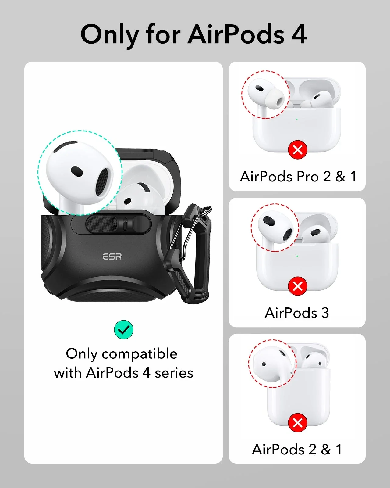Cyber FlickLock Everyday-Carry Bundle for AirPods 4 - Silver - Image 3