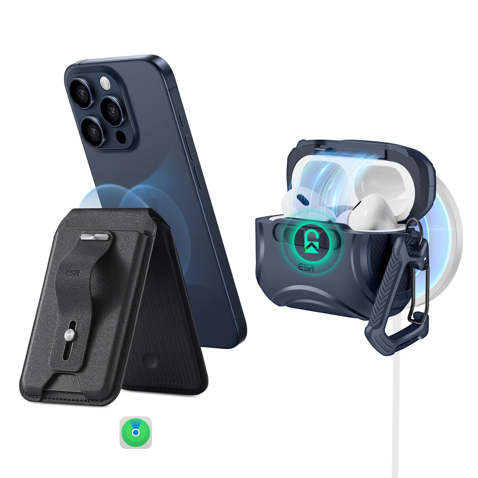 Cyber FlickLock Everyday-Carry Bundle for AirPods Pro (2023/2022/2019) - Dark Blue
