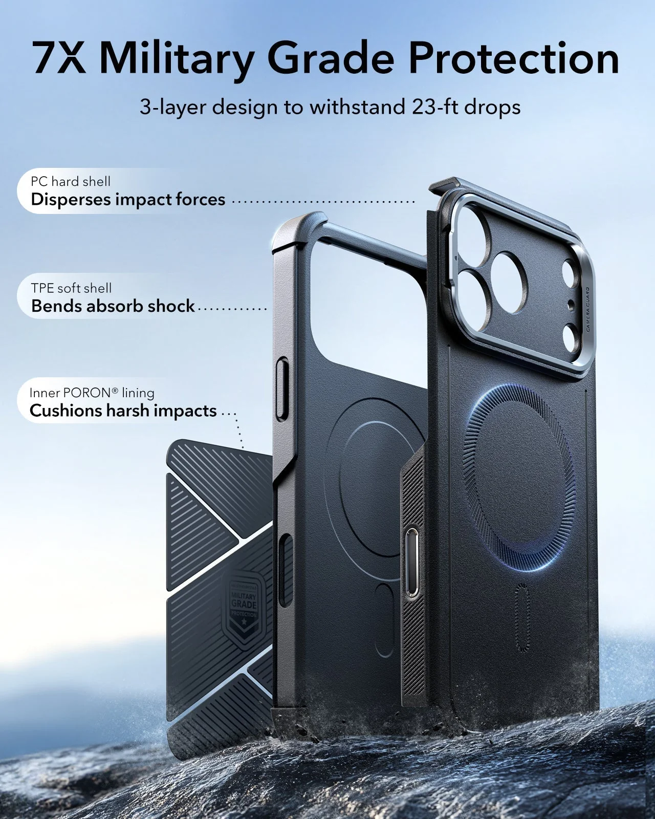 iPhone 17 Pro Max Bundle Cyber Tough Magnetic Case (Camera Control, Stash Stand) and Armorite Screen Protector - Black - Image 4