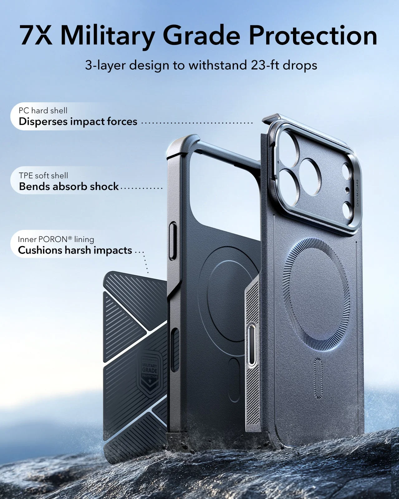 iPhone 17 Pro Max Bundle Cyber Tough Magnetic Case (Camera Control, Stash Stand) and Armorite Screen Protector - Space Gray - Image 4