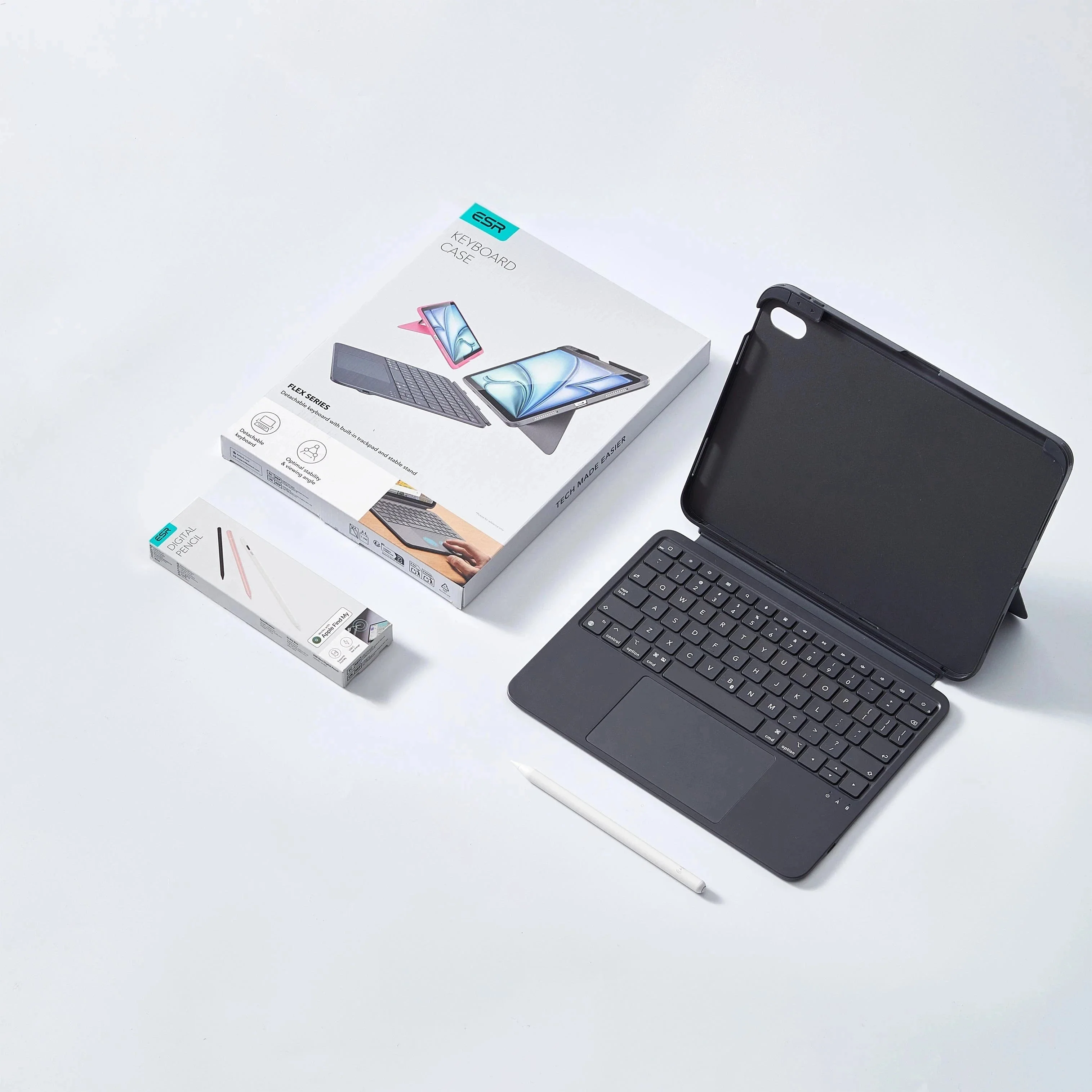 iPad Air 11” (M4) 2026 Flex Keyboard Case (Detachable) with Geo Pencil Bundle- UK Layout-Dark Gray - Image 17