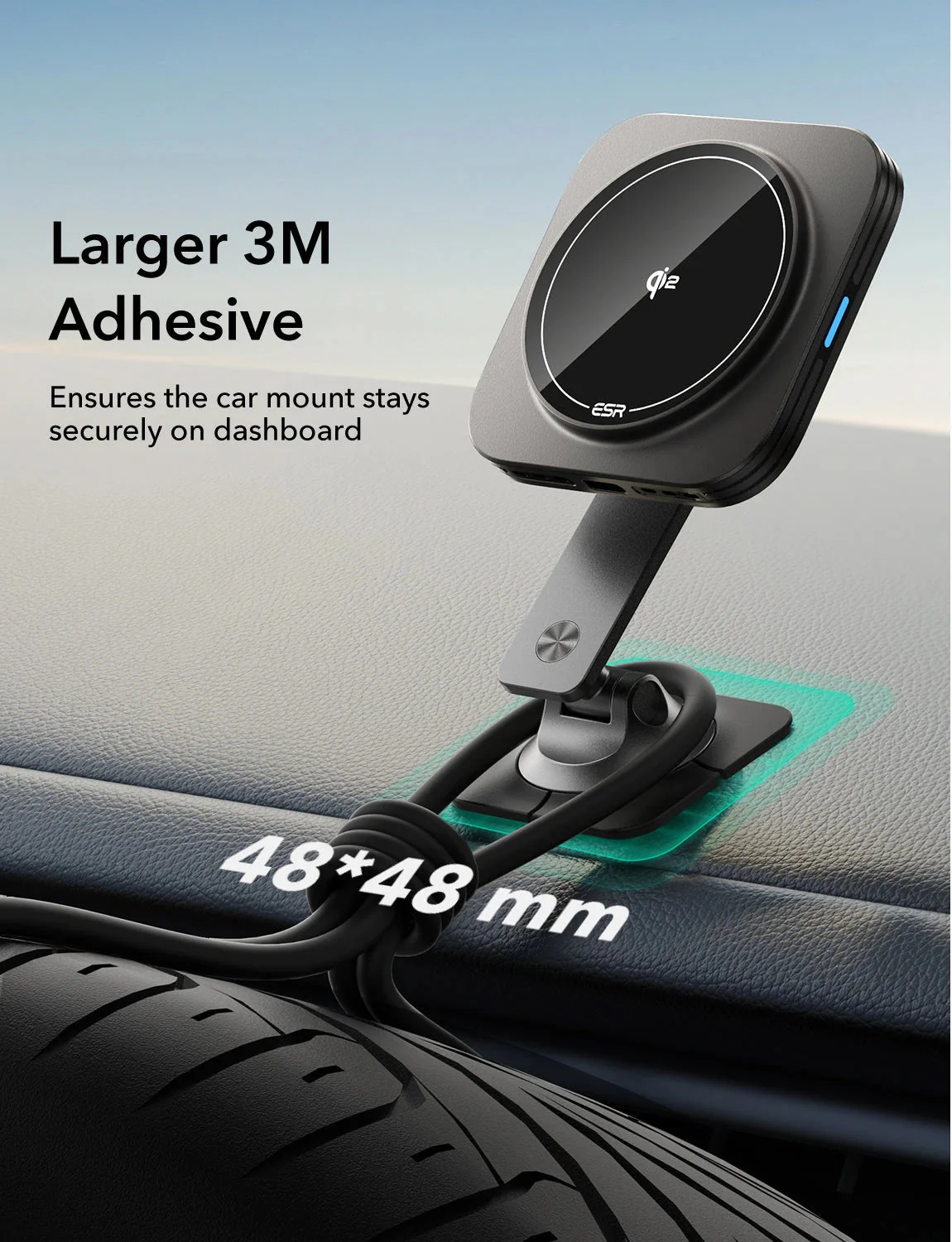 15W Dashboard Wireless Charger (HaloLock) - Black - Image 5