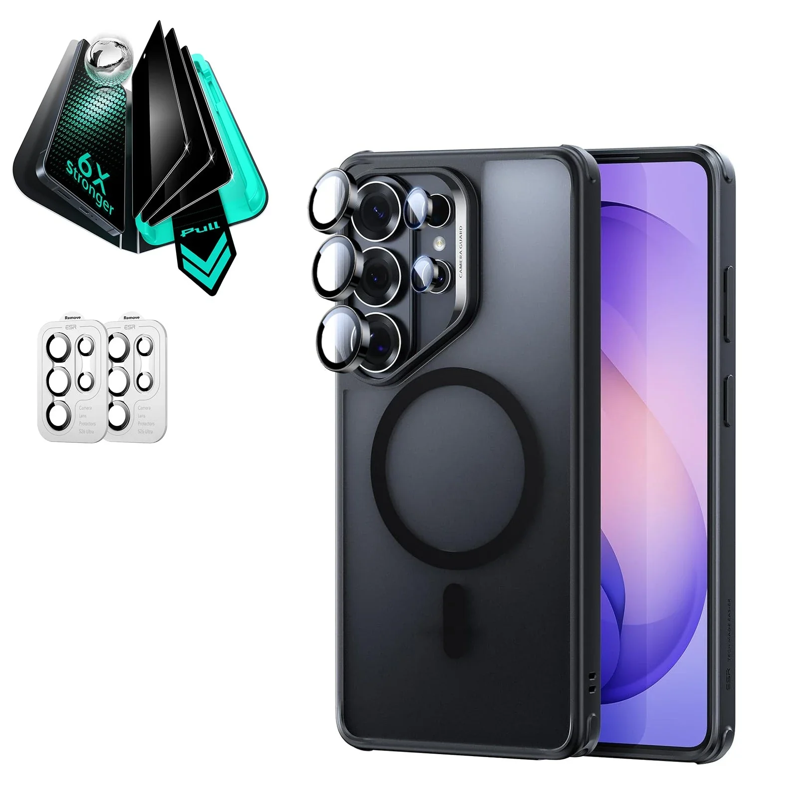 Galaxy S26 Ultra Bundle Classic Hybrid Magnetic Case and Armorite® Privacy Screen Protector - Frosted Black