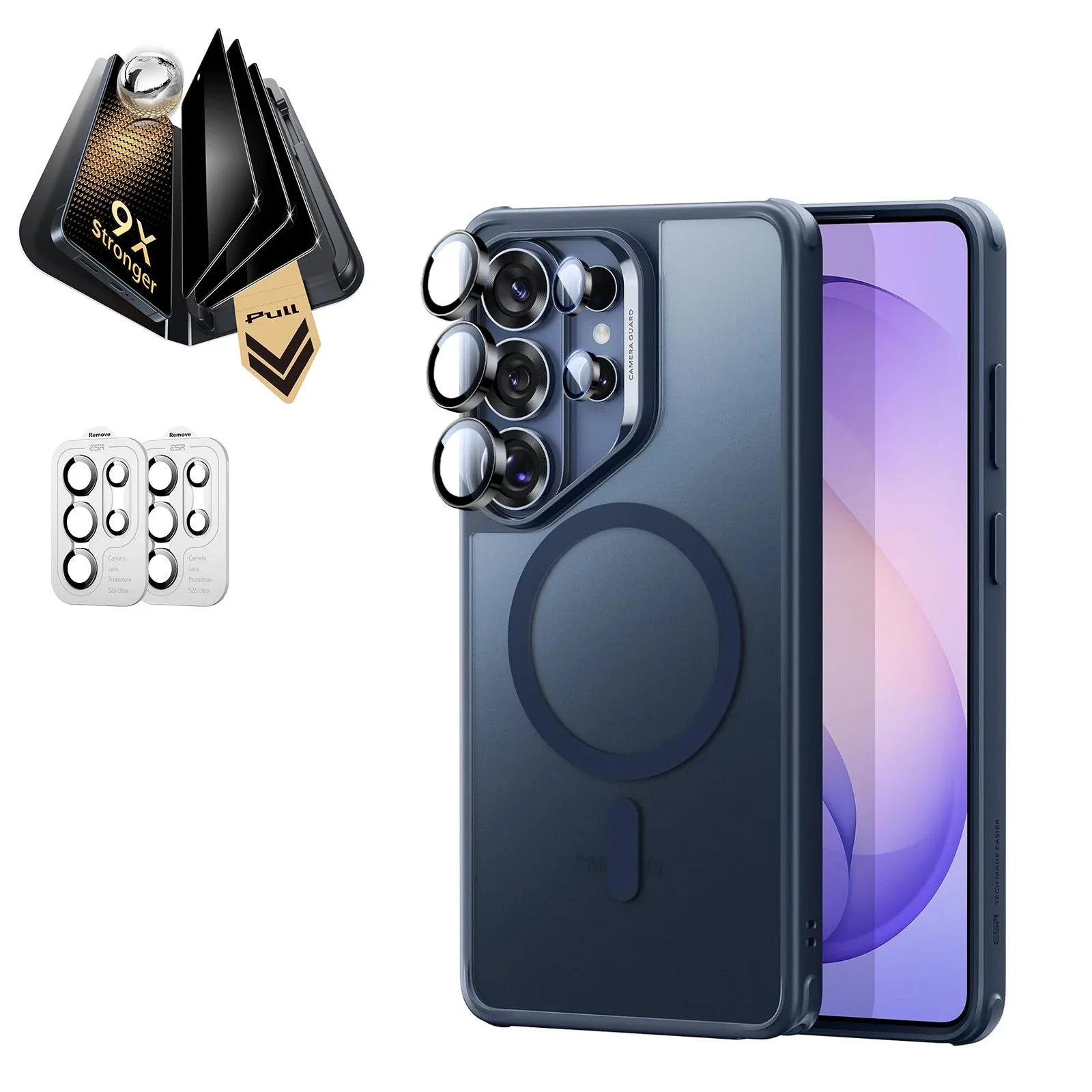 Galaxy S26 Ultra Bundle Classic Hybrid Magnetic Case and Armorite® Pro Privacy Screen Protector - Frosted Blue