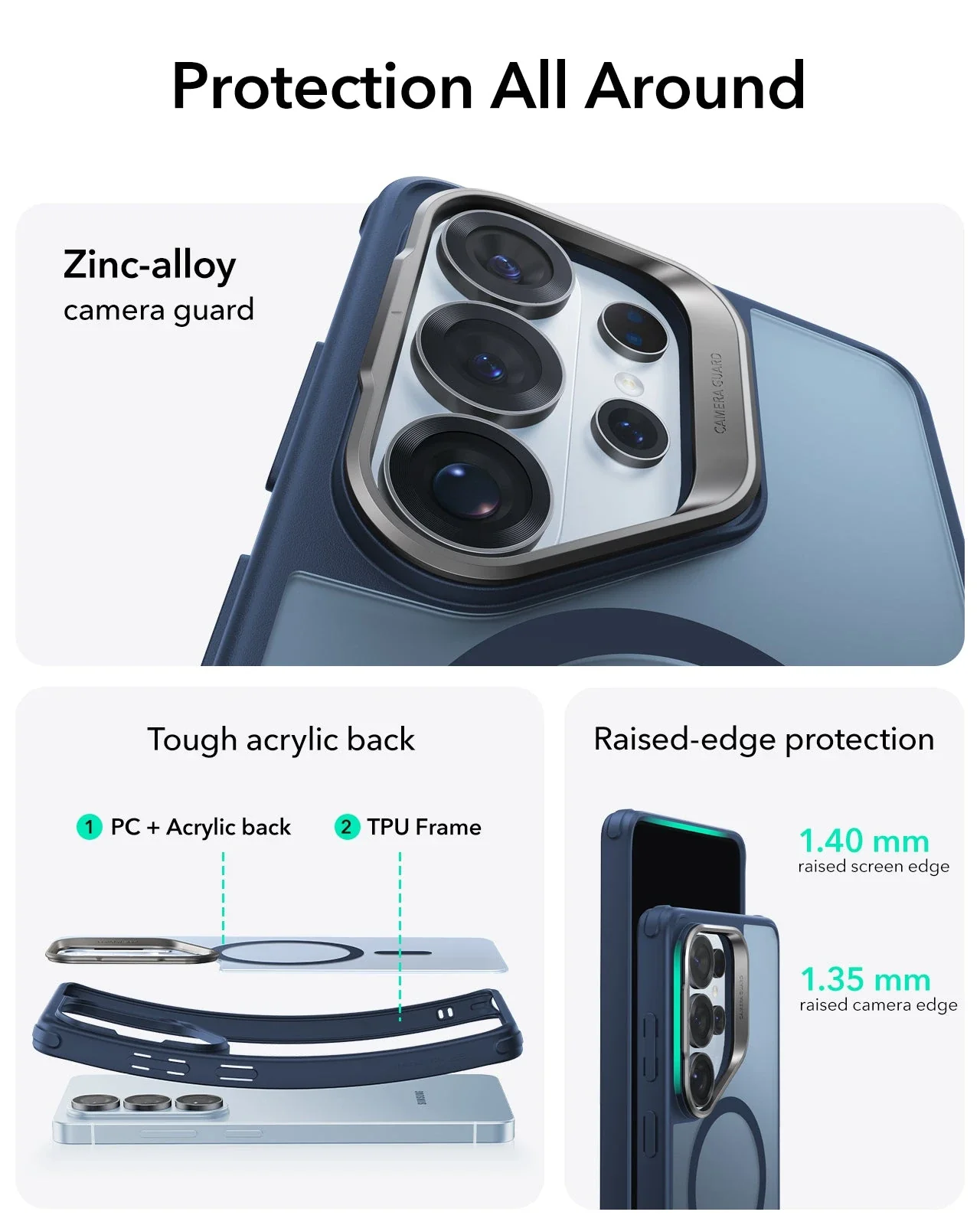 Galaxy S26 Ultra Bundle Classic Hybrid Magnetic Case (Stash Stand) and Armorite® Pro Screen Protector - Frosted Blue - Image 3