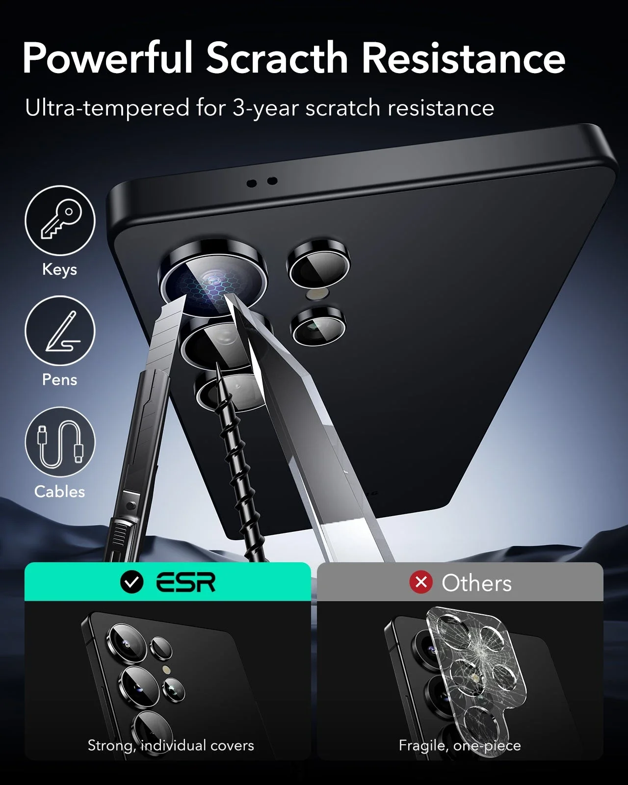 Galaxy S25 Ultra Armorite Camera Lens Protectors - Glitter Silver - Image 7