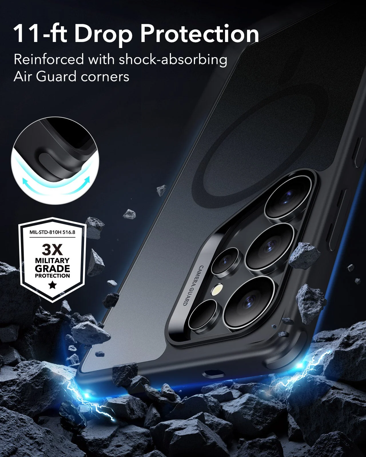 Galaxy S25 Ultra HaloLock Classic Hybrid Case Privacy Protection Bundle - Clear - Image 3