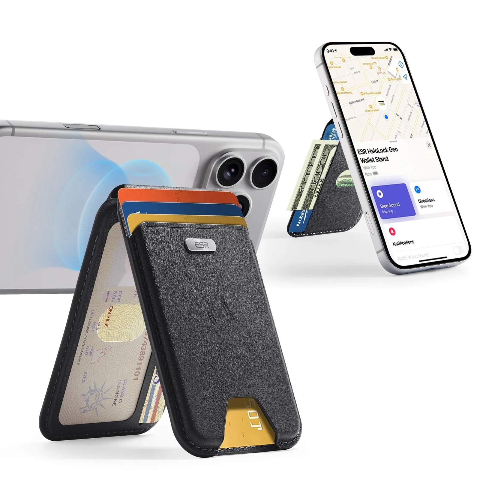 Geo Magnetic Wallet Stand - Black - Image 3