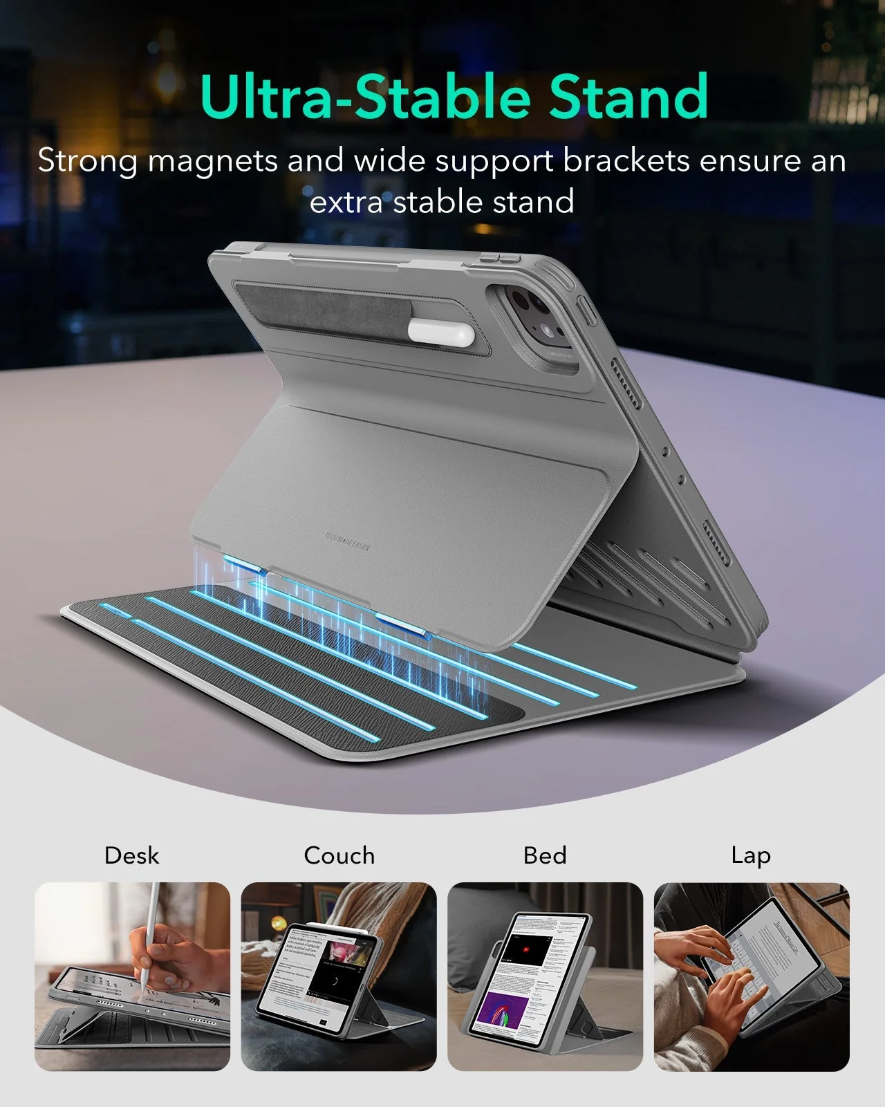 iPad Pro 11" (2025) Bundle Shift Magnetic Case & Armorite® Paper-Feel Protection - Gray - Image 4