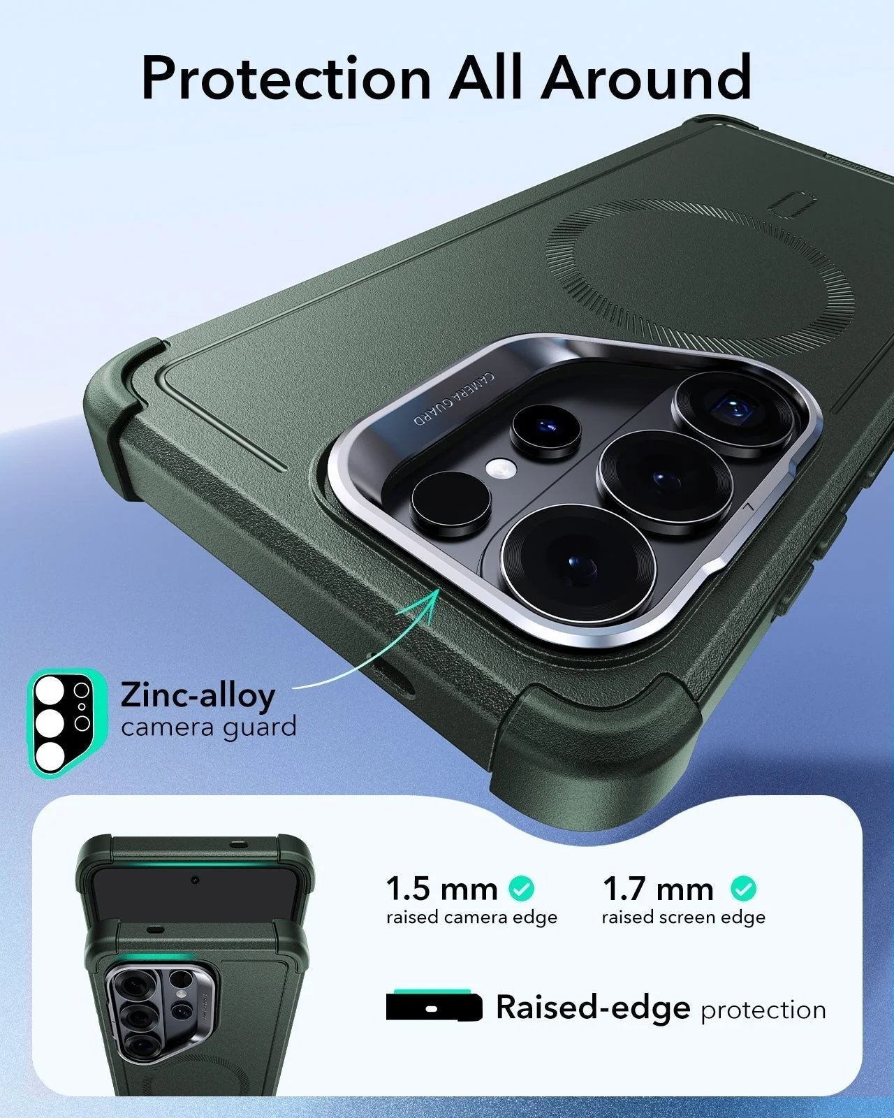 Galaxy S26 Ultra Cyber Tough Magnetic Case (Stash Stand) - Olive Green - Image 4
