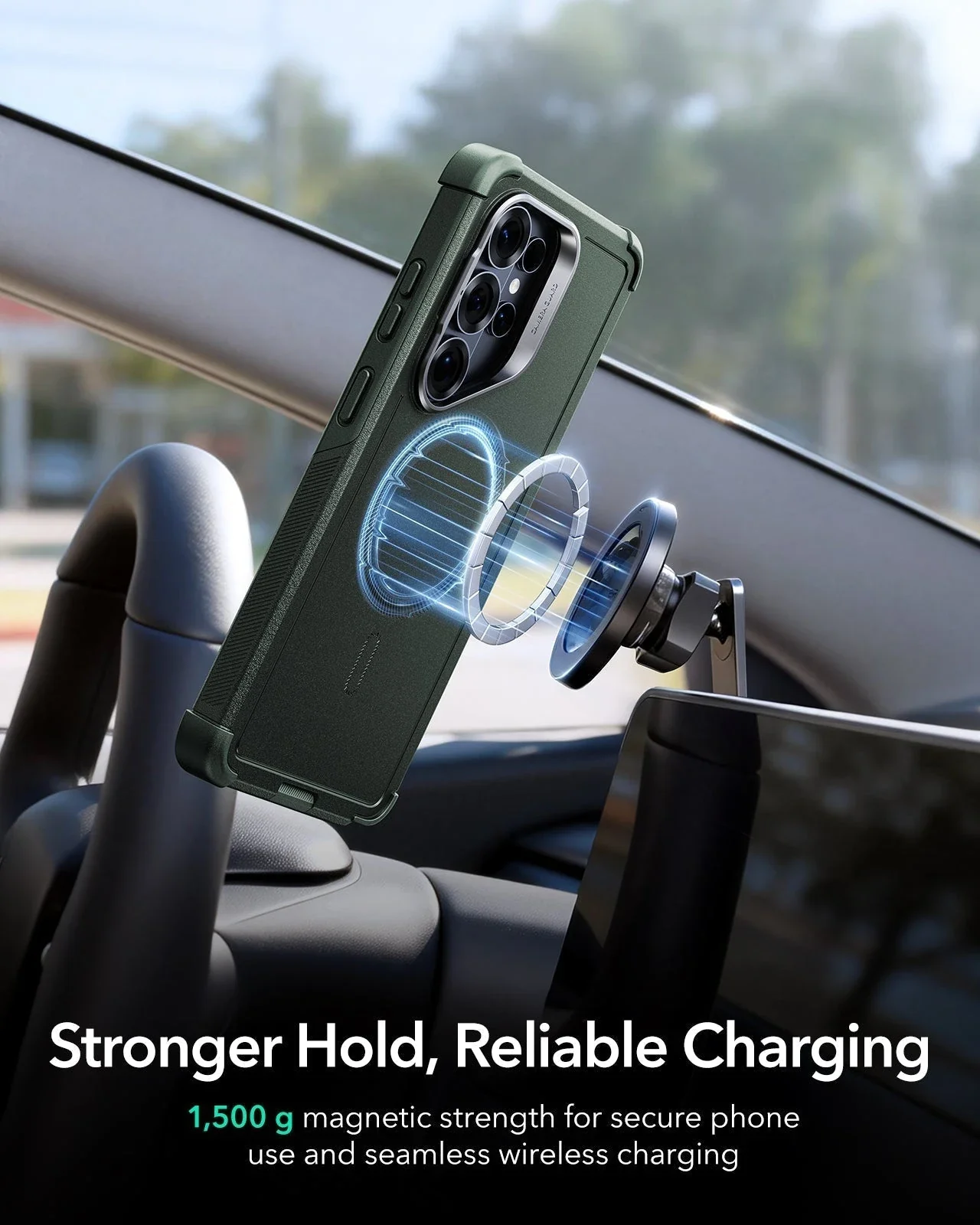 Galaxy S26 Ultra Cyber Tough Magnetic Case (Stash Stand) - Olive Green - Image 7