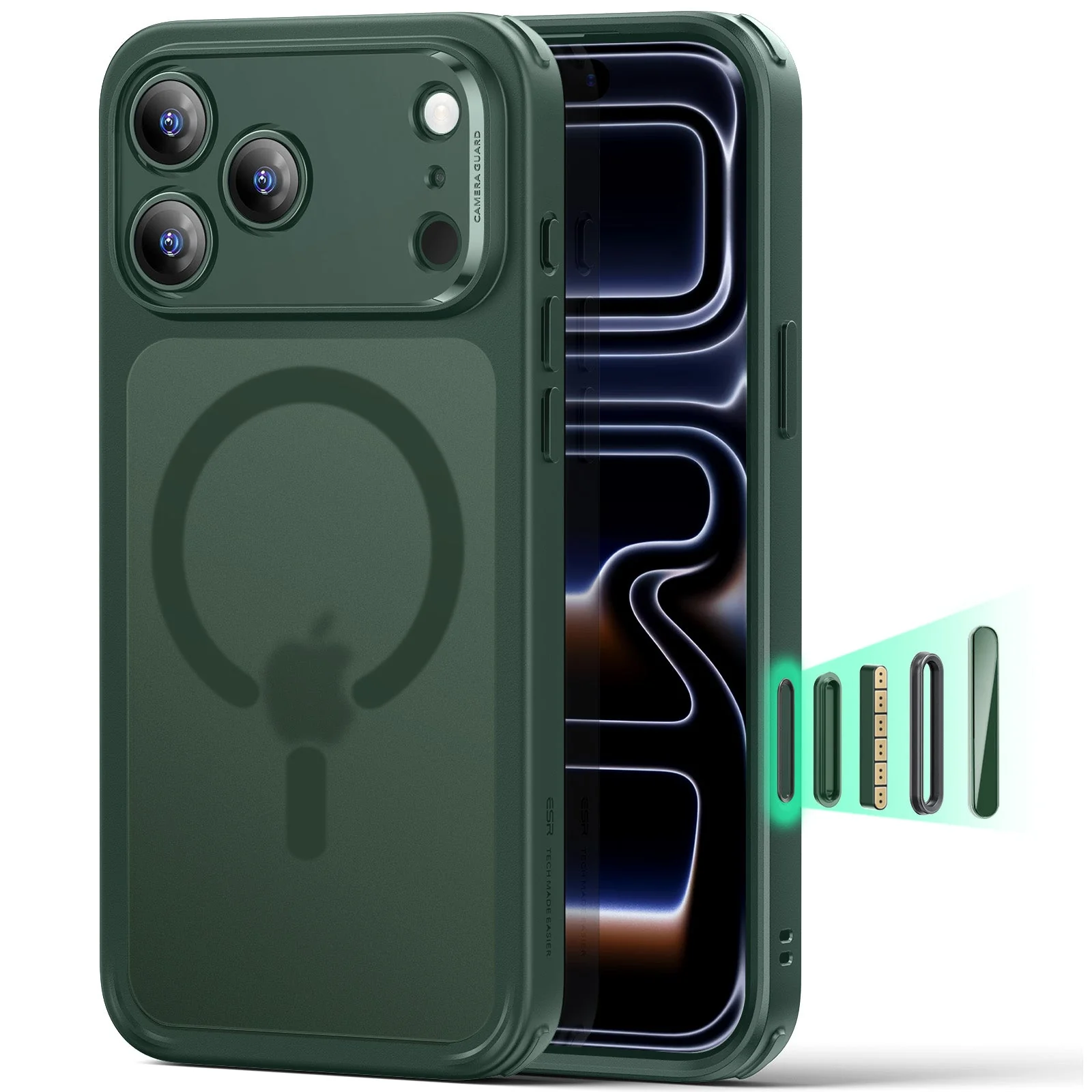 iPhone 17 Pro Max Classic Hybrid Magnetic Case (Camera Control) - Frosted Green