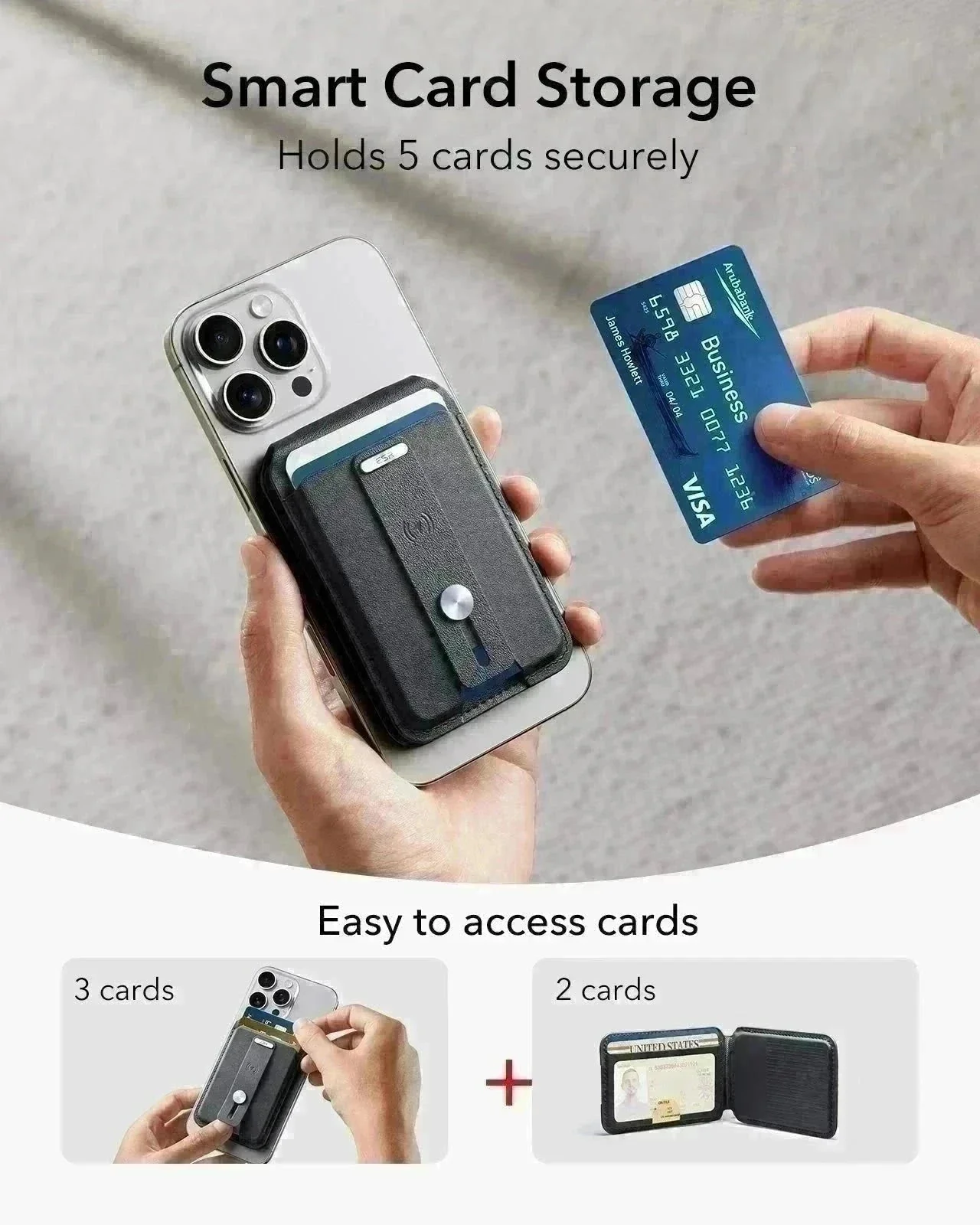 iPhone 17 Classic Hybrid Magnetic Case (Camera Control, Stash Stand) with Wallet Stand Bundle - Frosted Black - Image 5