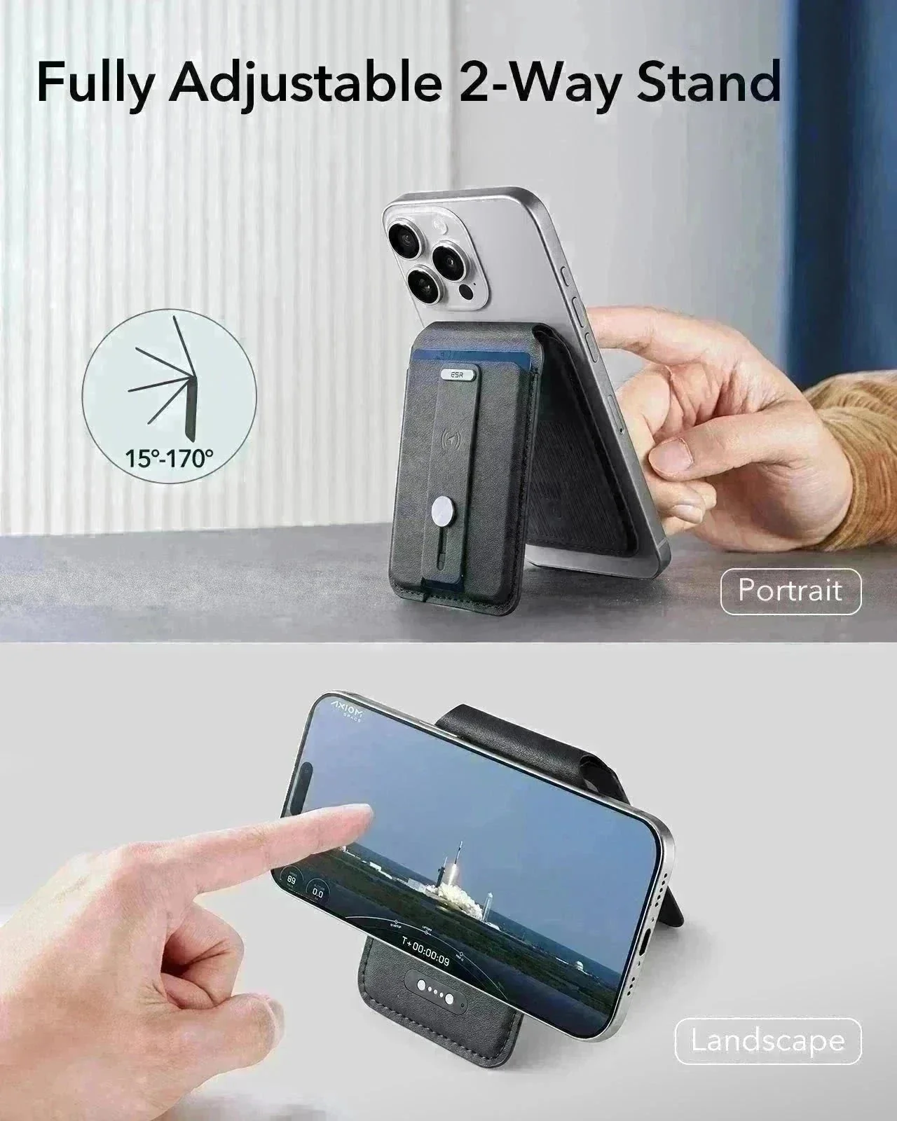iPhone 17 Classic Hybrid Magnetic Case (Camera Control, Stash Stand) with Wallet Stand Bundle - Frosted Black - Image 7