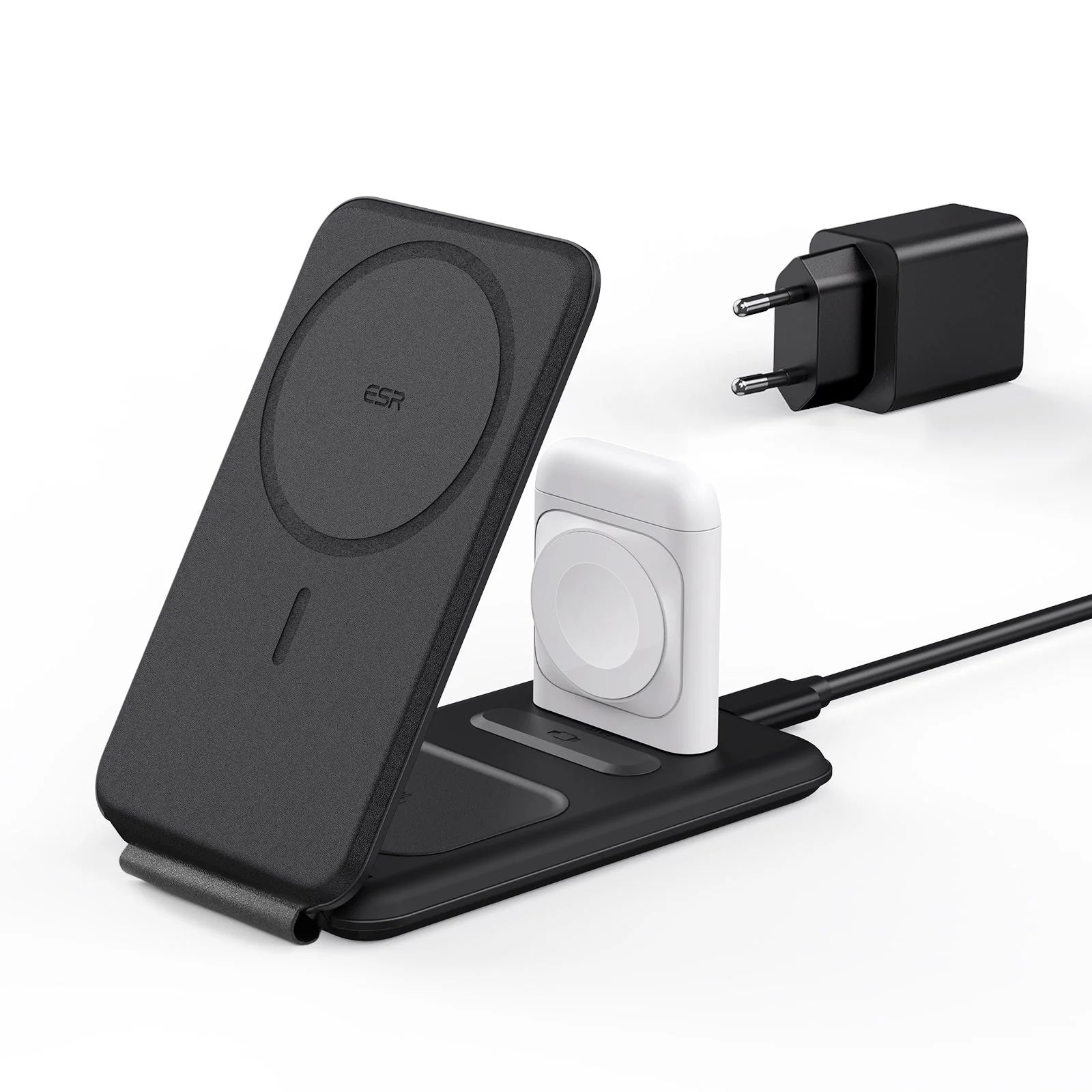 HaloLock™ 3-in-1 Travel Wireless Charging Set - White - US Plug - Image 10