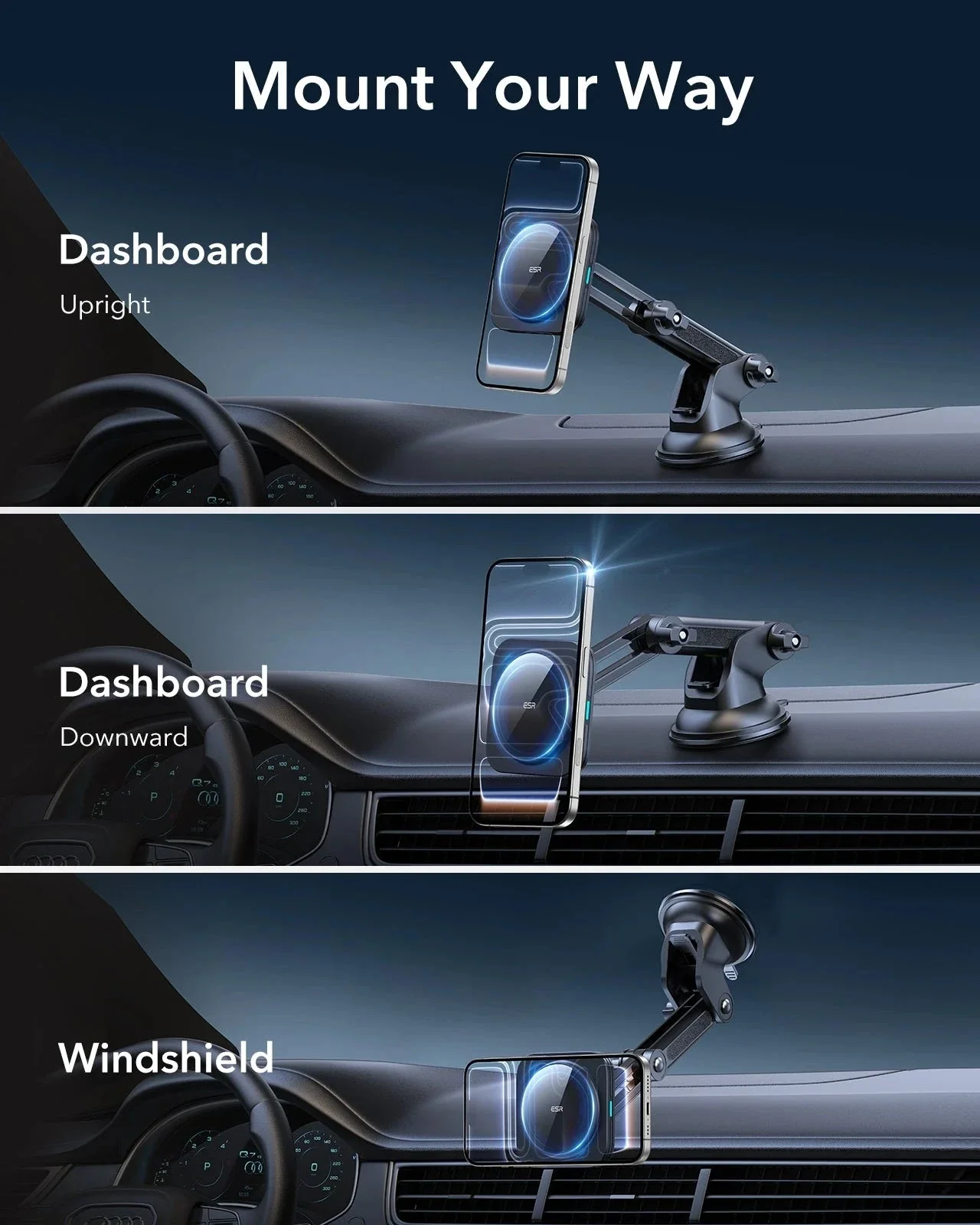Dashboard Wireless Car Charger (HaloLock) - Black - Image 4