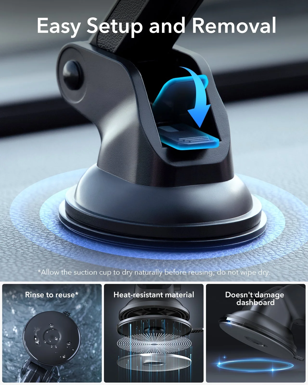 Dashboard Wireless Car Charger (HaloLock) - Black - Image 9