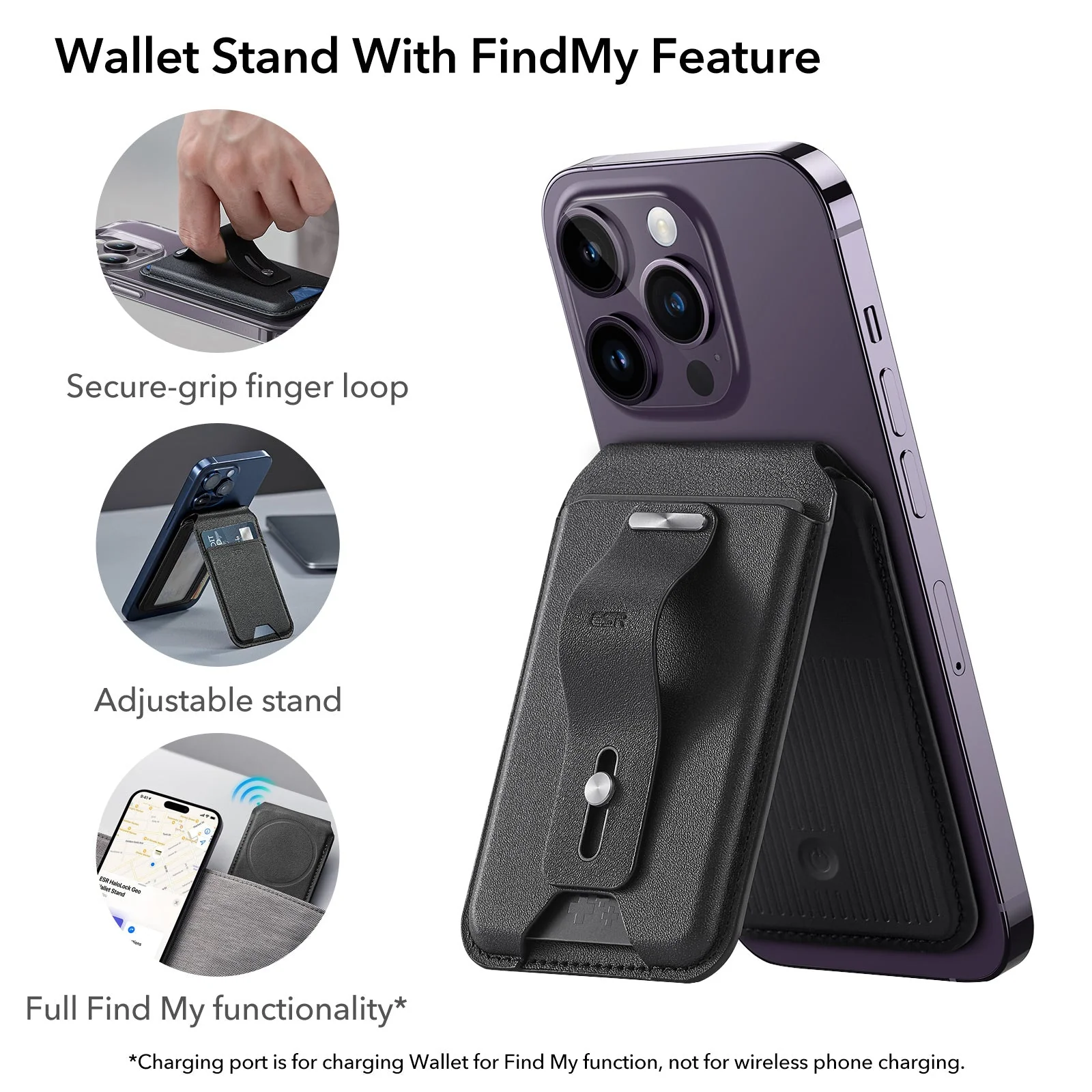 Geo Wallet Stand (HaloLock) with Built-in Find My - Grey - Image 2