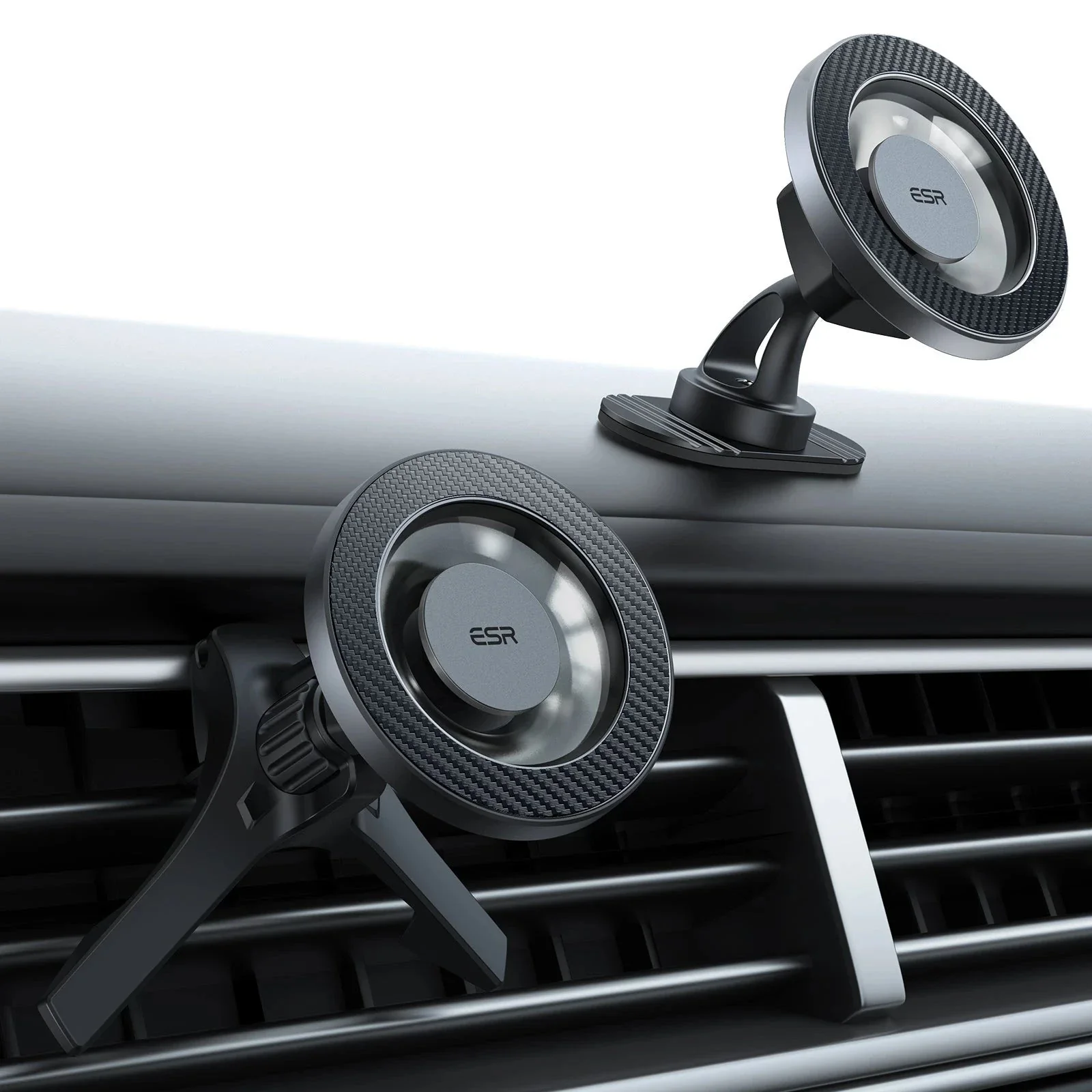 Magnetic Car Phone Mount (HaloLock) - Metallic Grey - Image 4