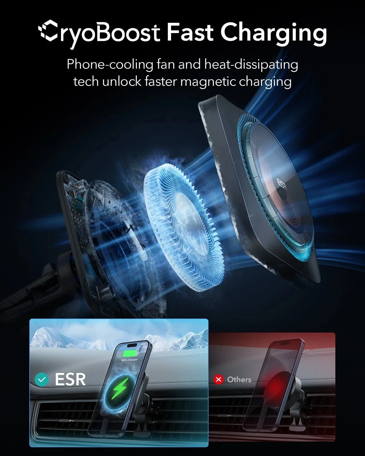 Wireless Car Charger with CryoBoost™ (HaloLock) - Wireless Charger - Image 4