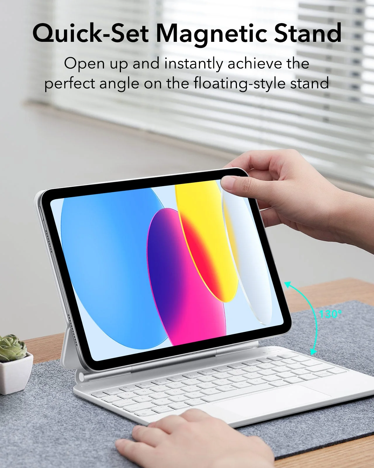 iPad 10th Generation Rebound Magnetic Keyboard Case - US Layout-White - Image 7